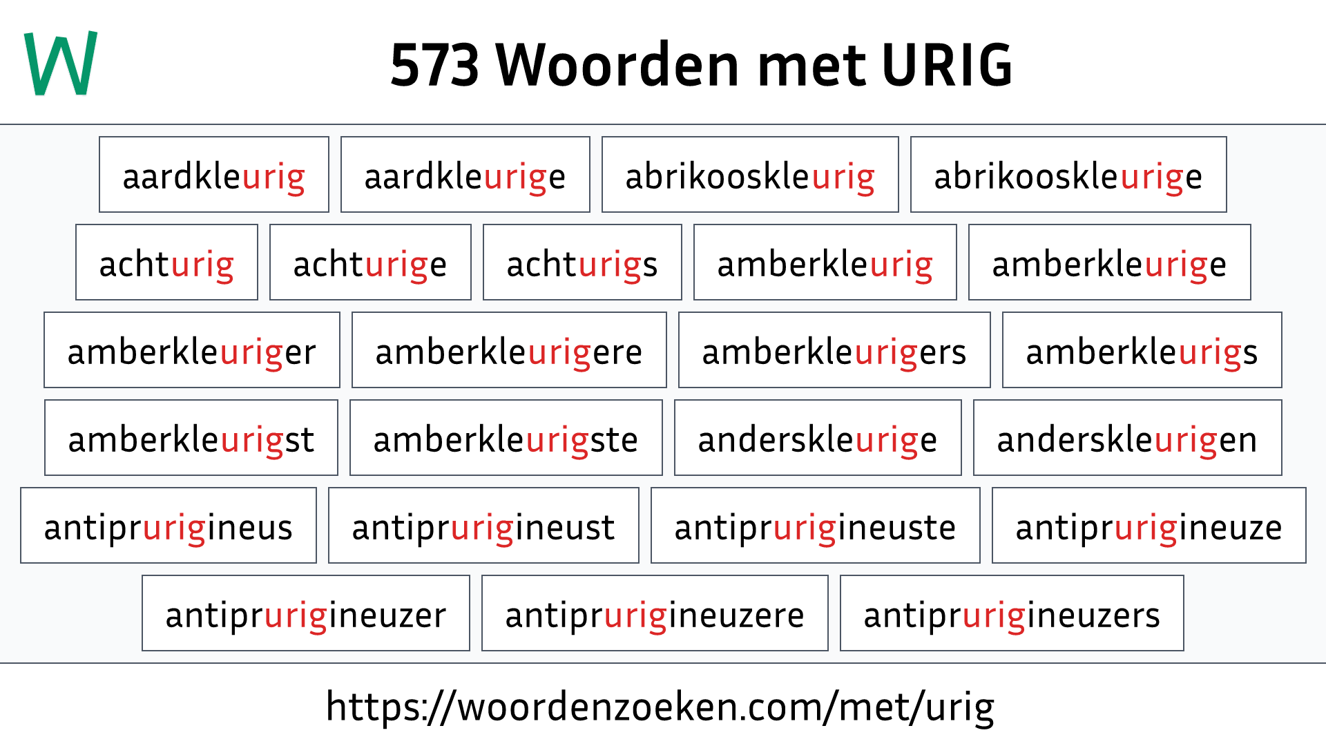 Woorden met URIG