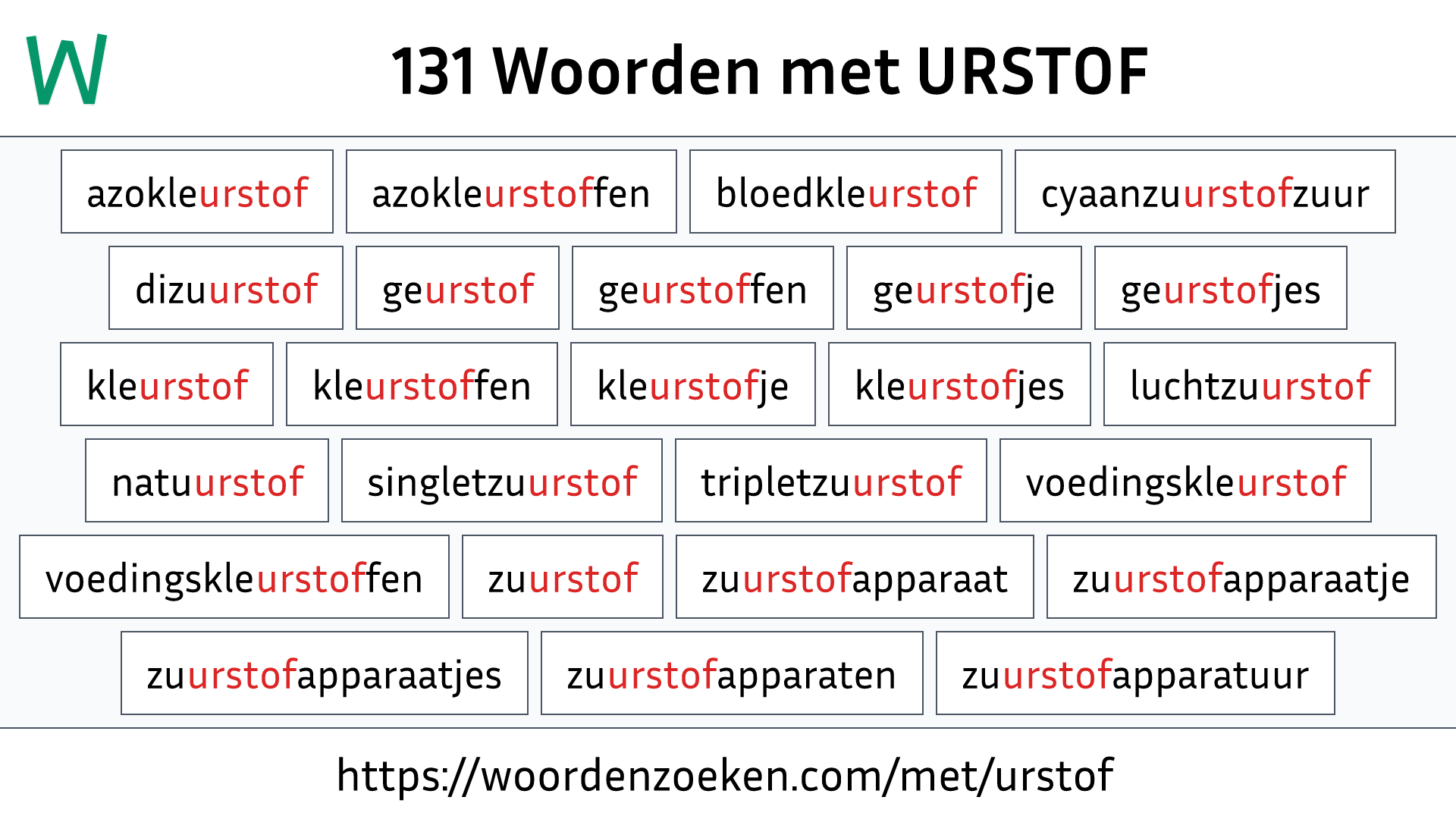 Woorden met URSTOF