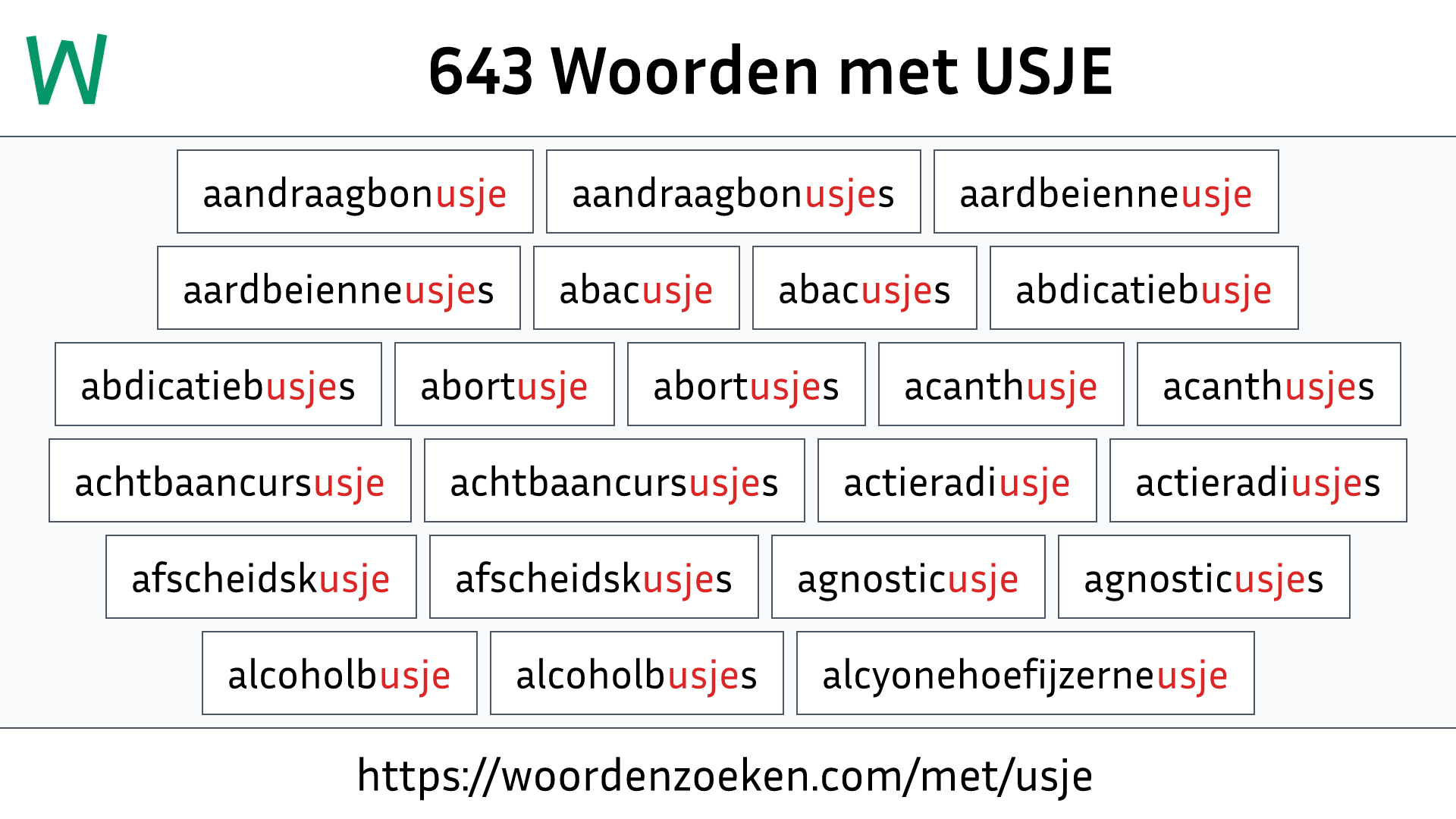 Woorden met USJE