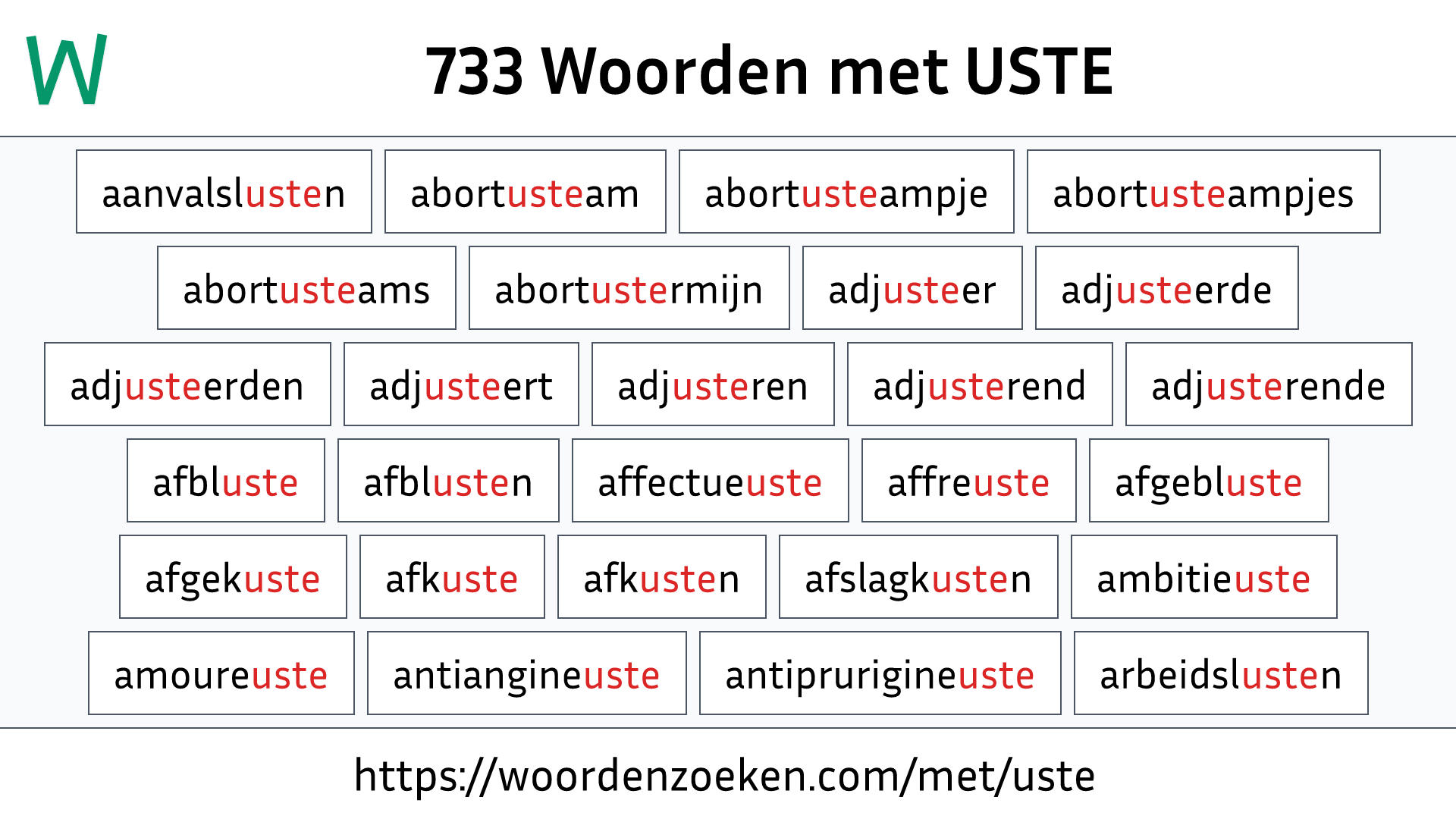 Woorden met USTE