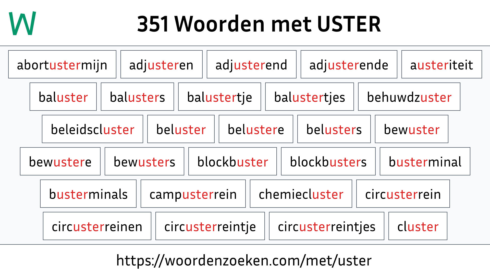 Woorden met USTER