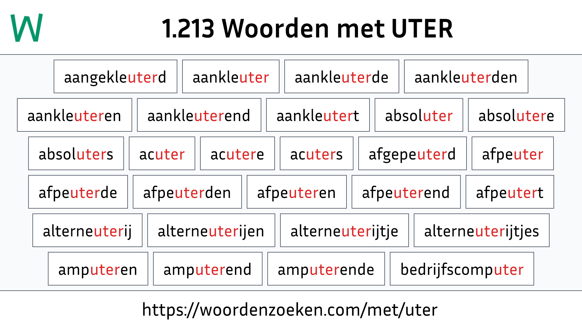 Woorden met UTER