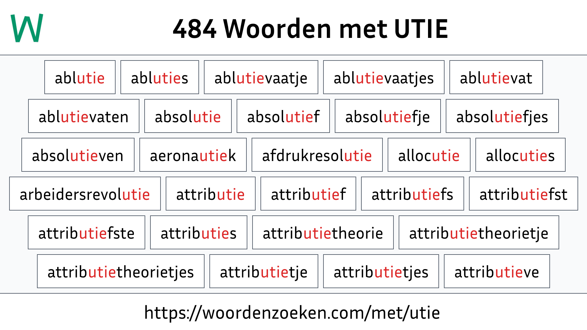 Woorden met UTIE