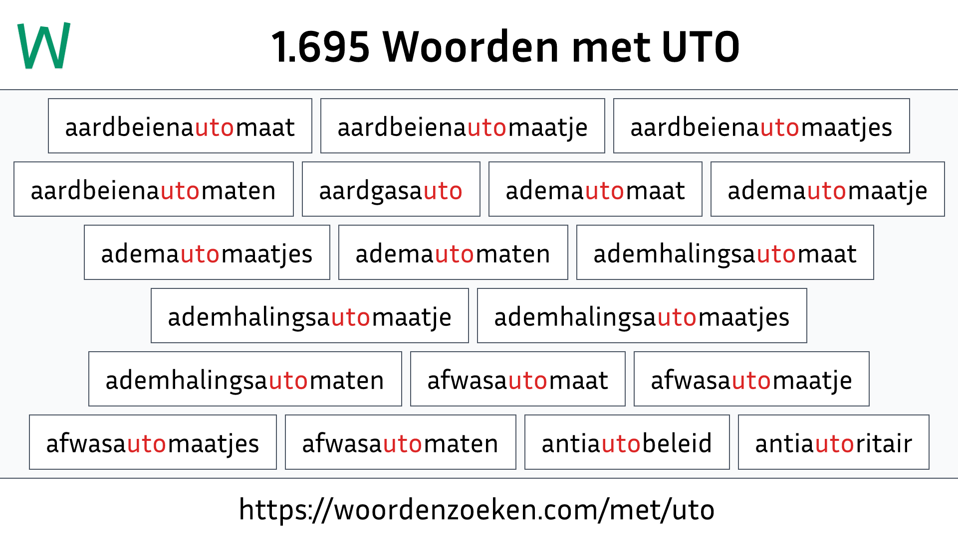 Woorden met UTO