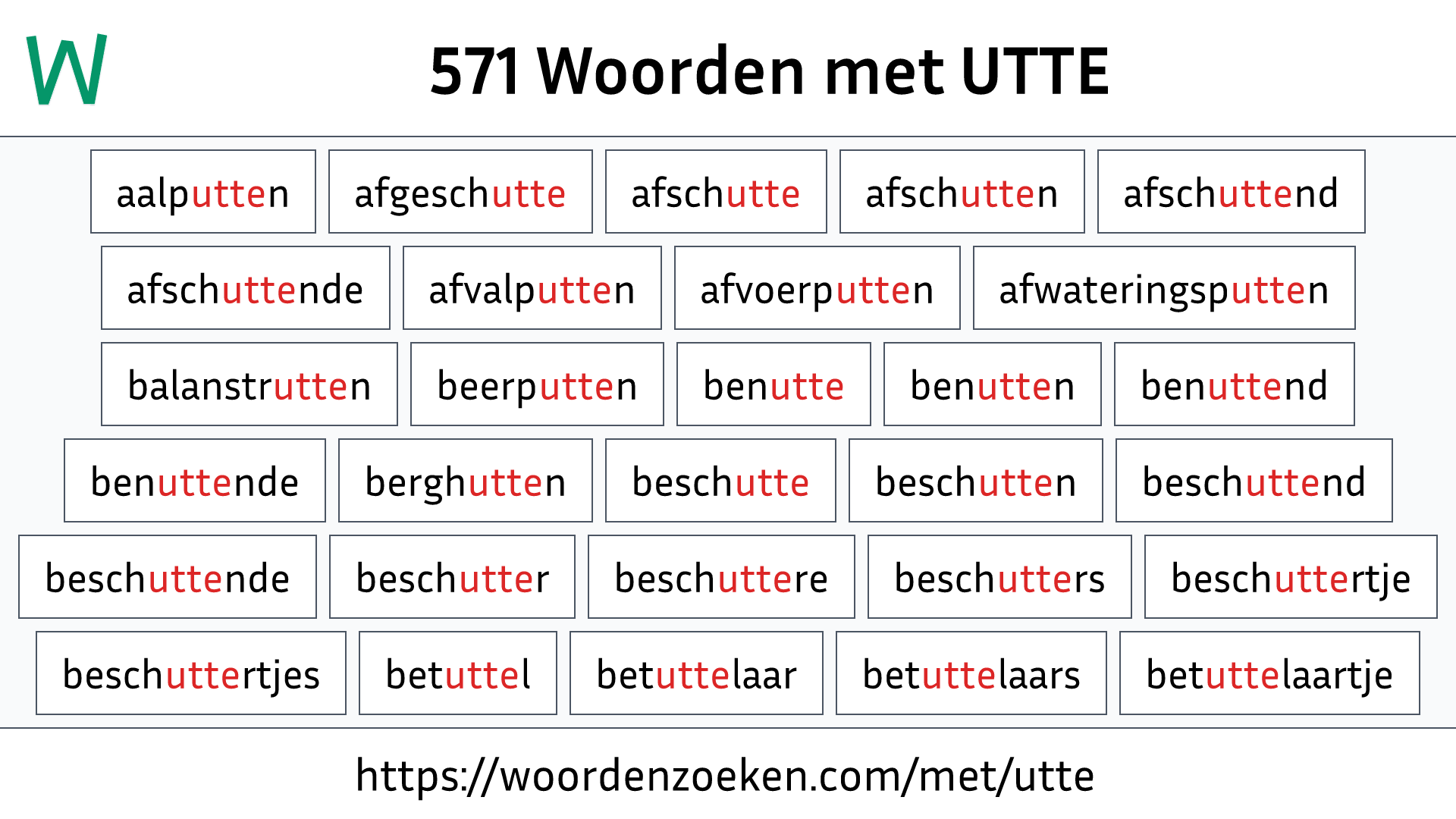 Woorden met UTTE