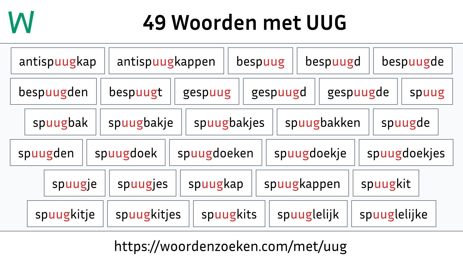 Woorden met UUG