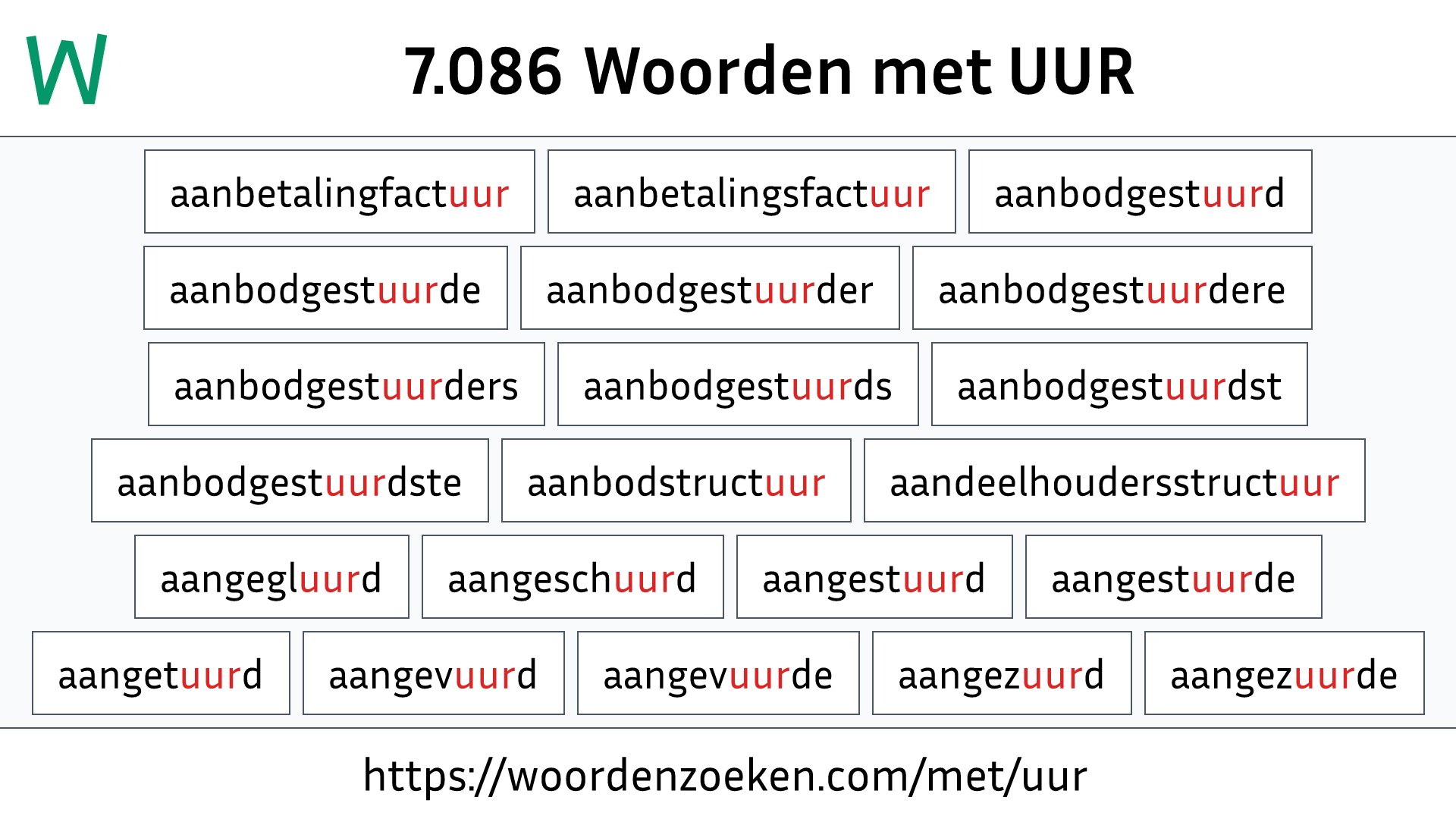 Woorden met UUR