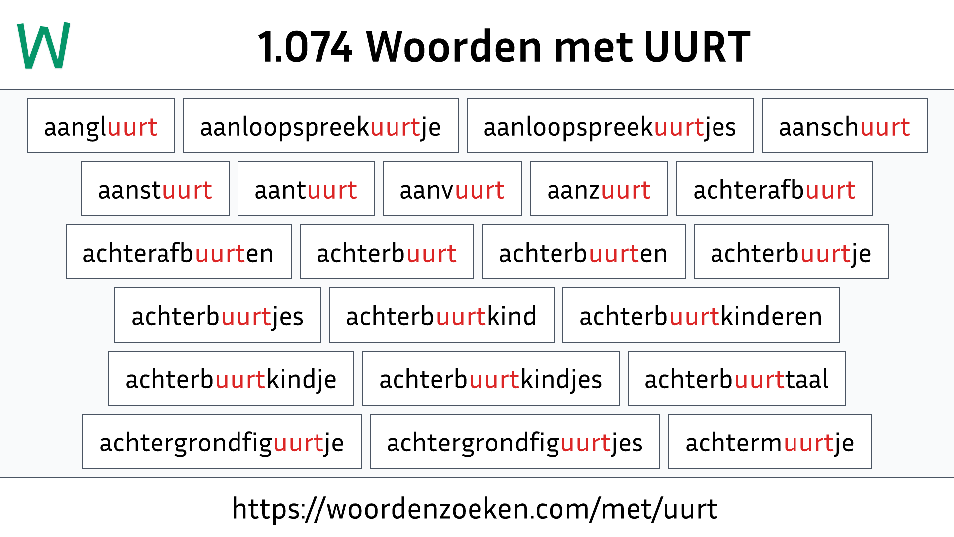 Woorden met UURT