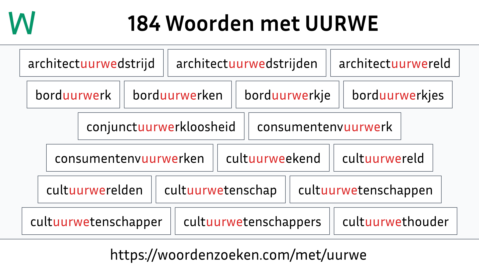 Woorden met UURWE
