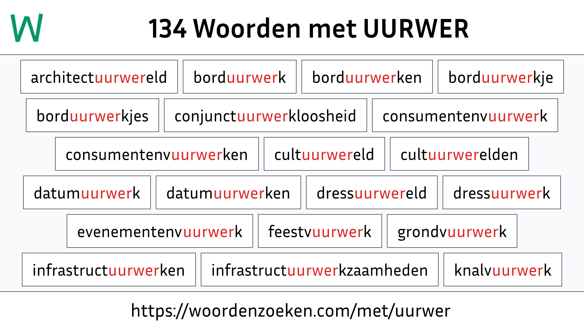 Woorden met UURWER