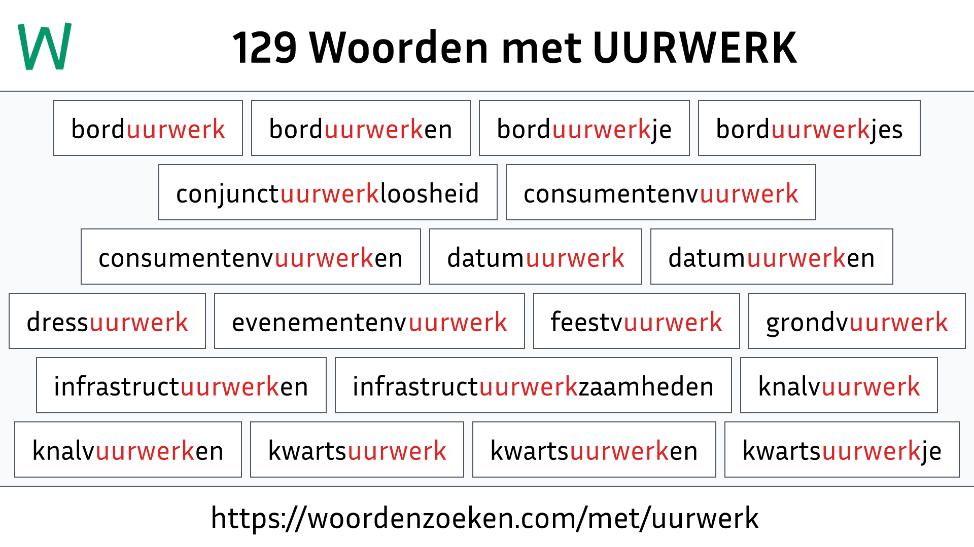 Woorden met UURWERK