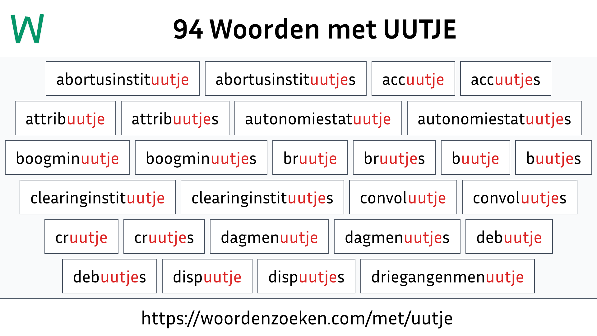 Woorden met UUTJE