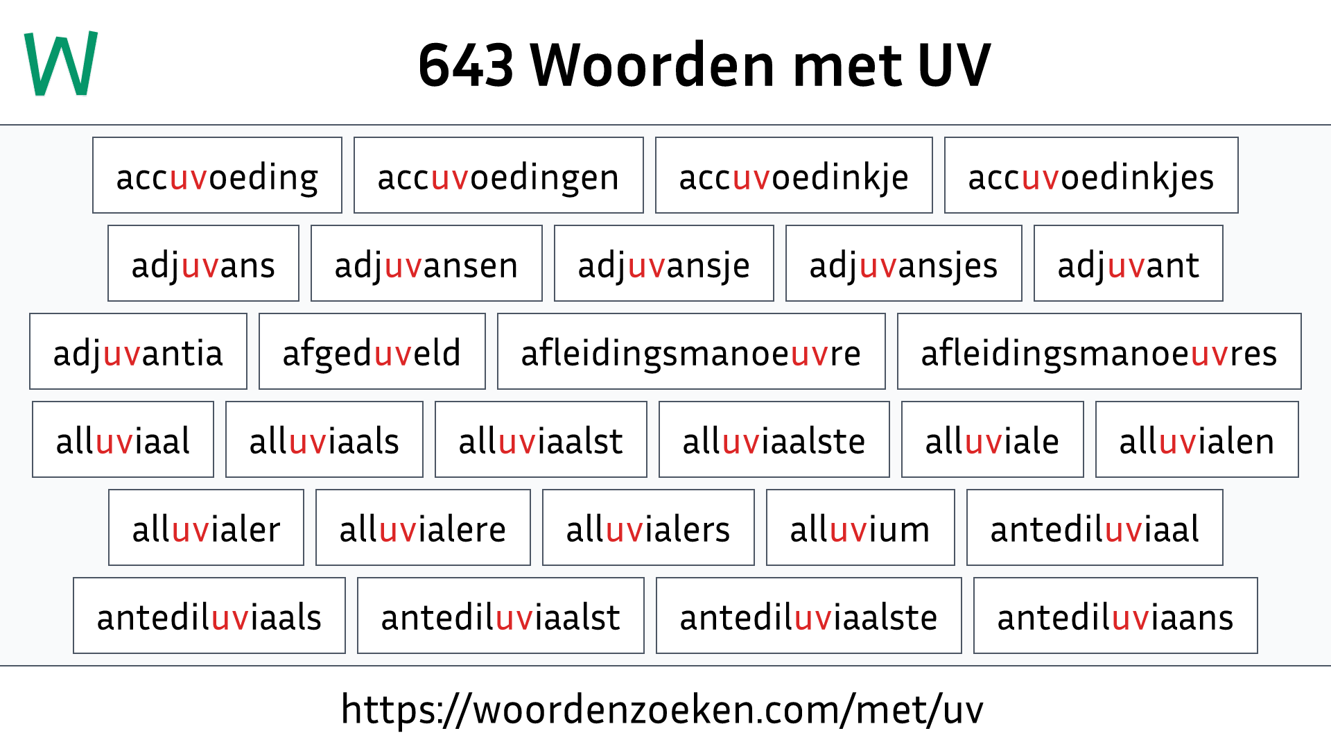 Woorden met UV