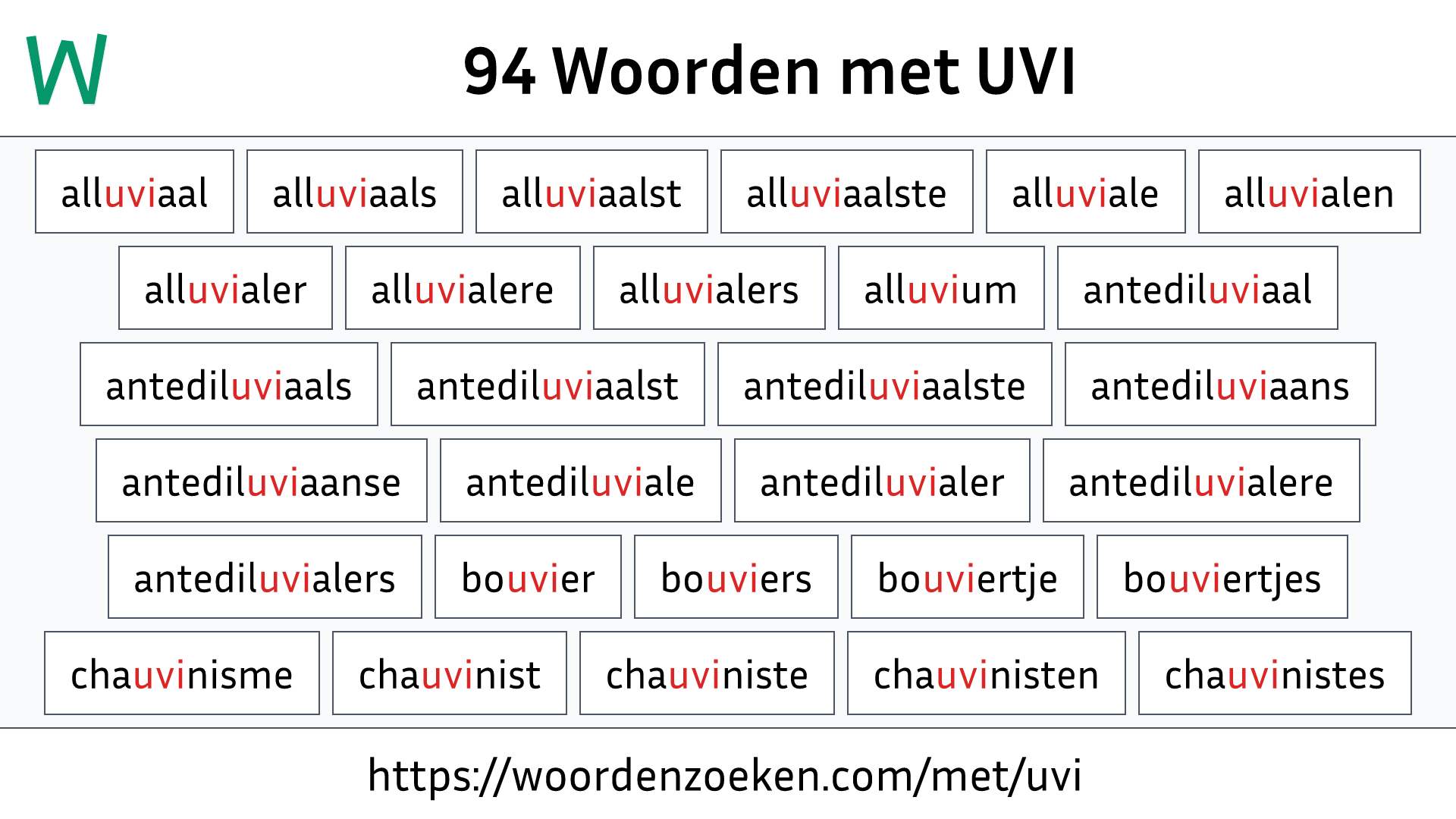 Woorden met UVI