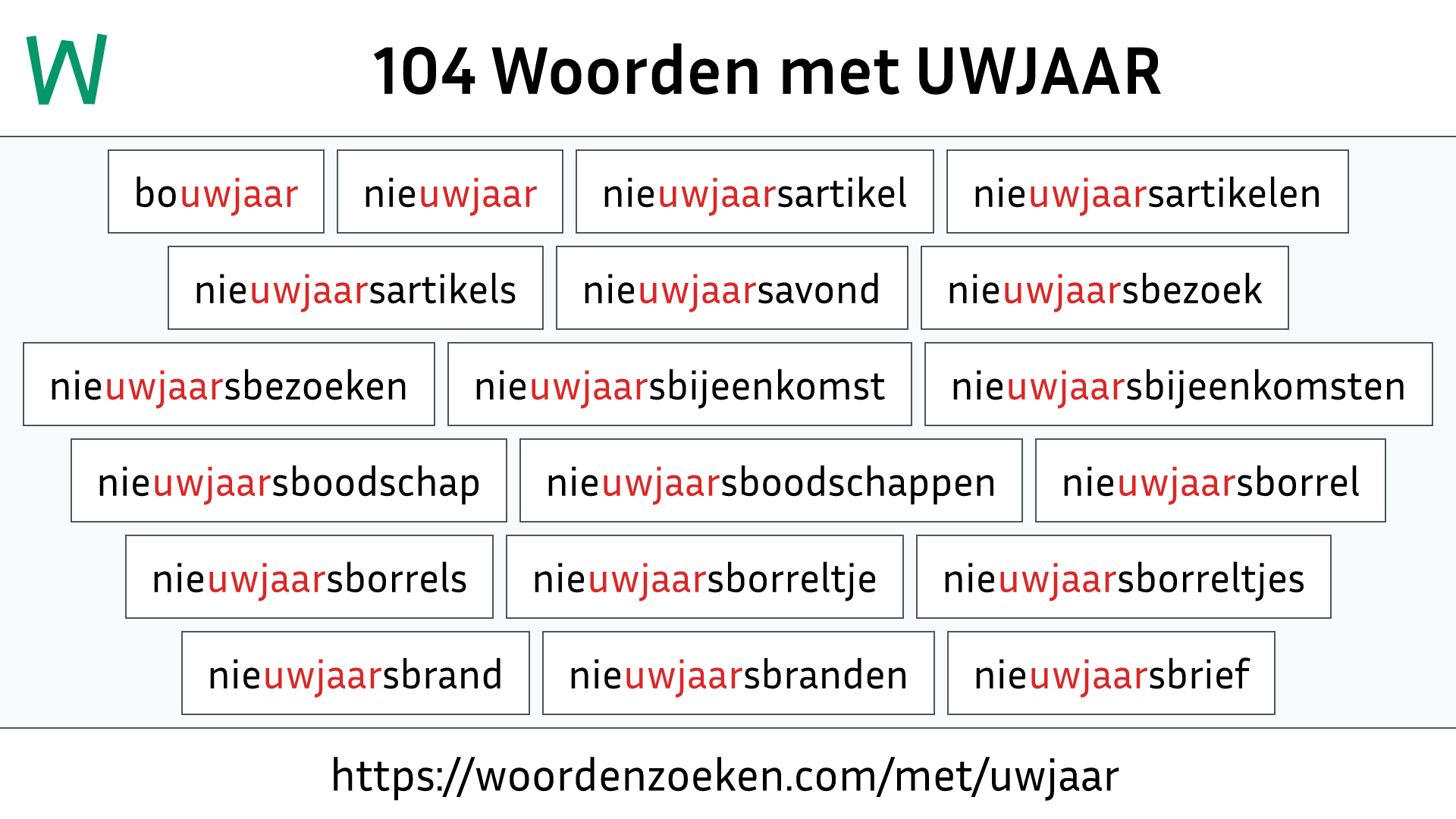 Woorden met UWJAAR