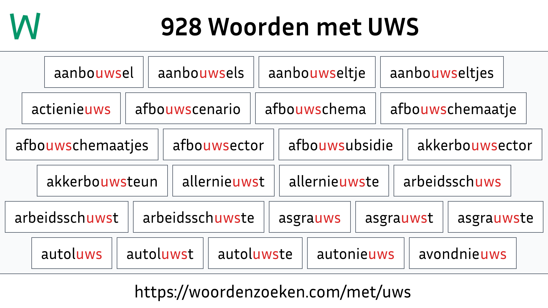 Woorden met UWS