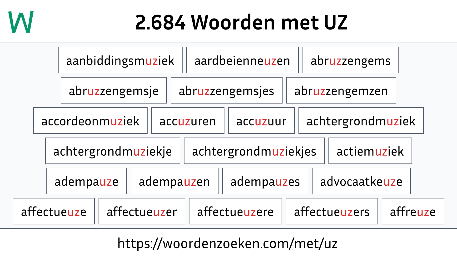 Woorden met UZ
