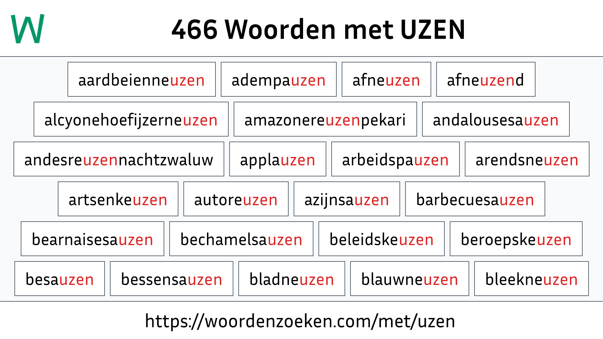 Woorden met UZEN