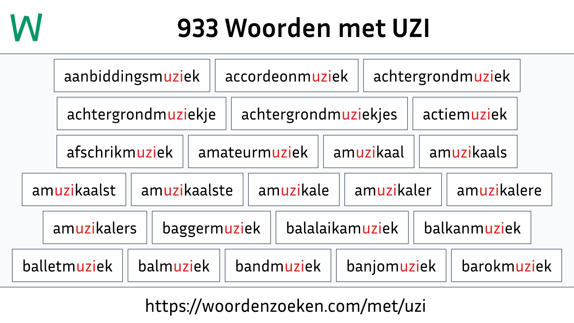 Woorden met UZI