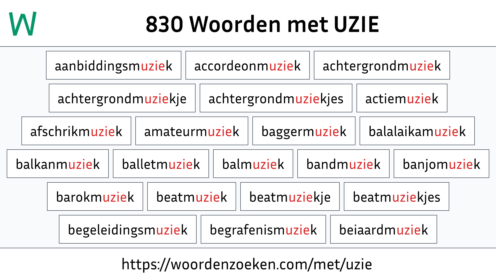 Woorden met UZIE