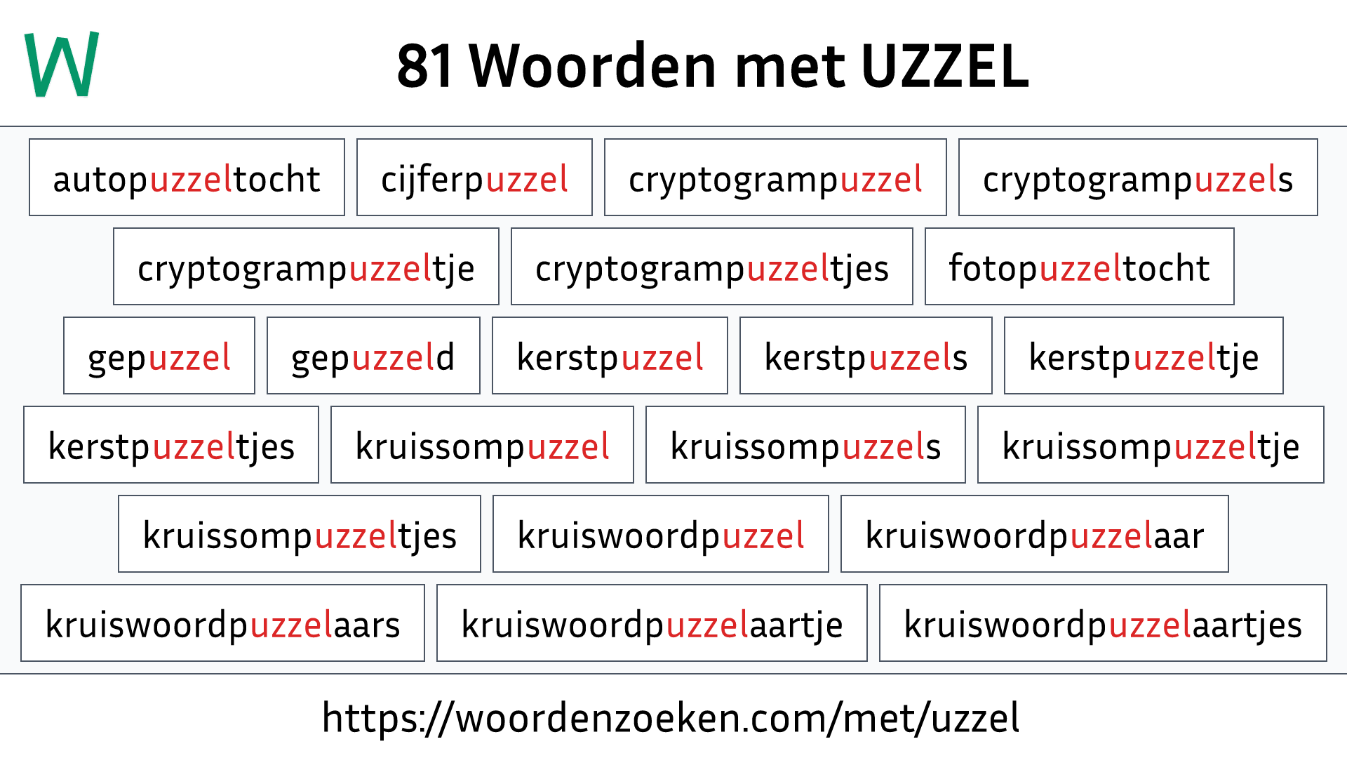 Woorden met UZZEL