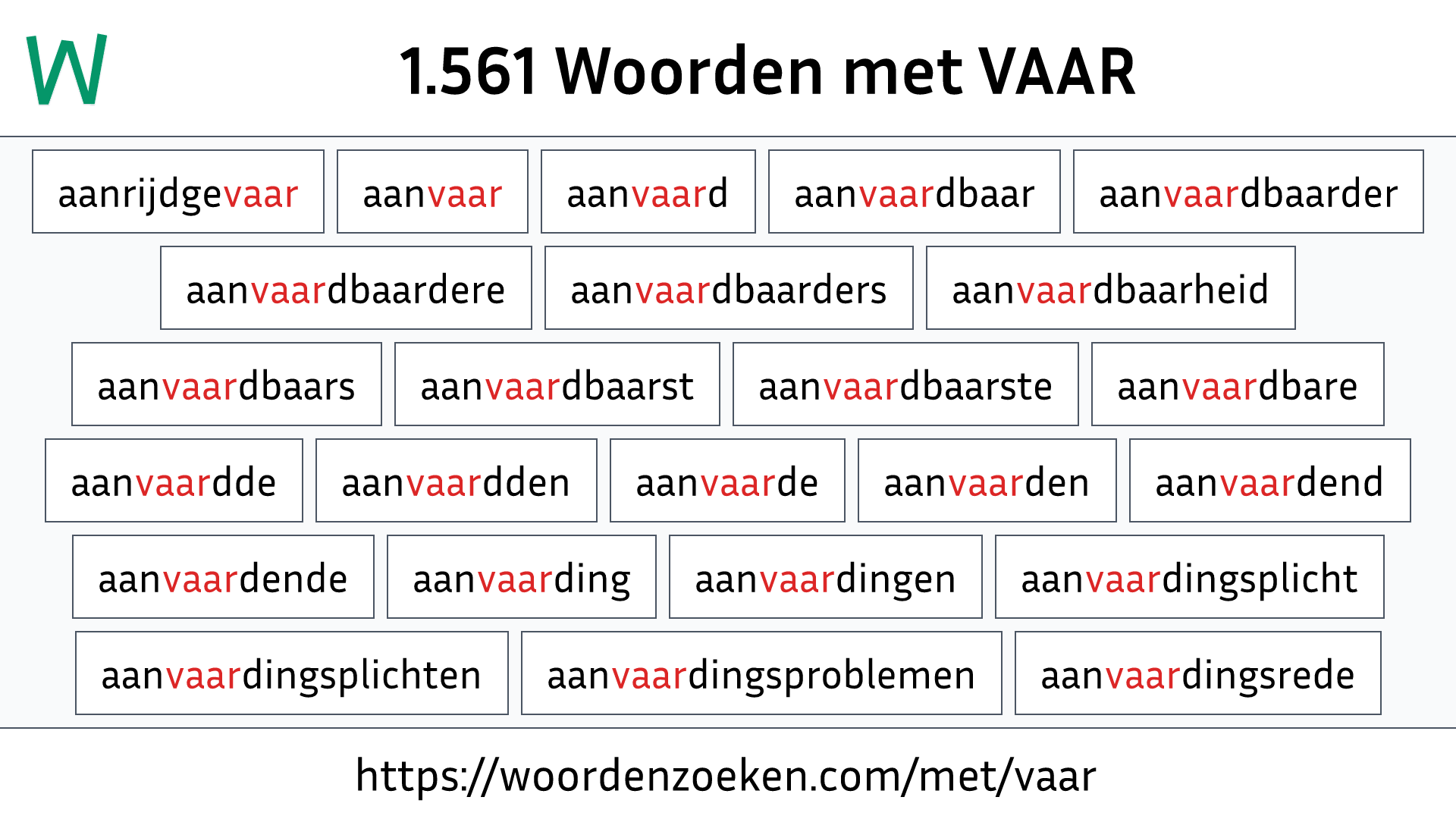 Woorden met VAAR