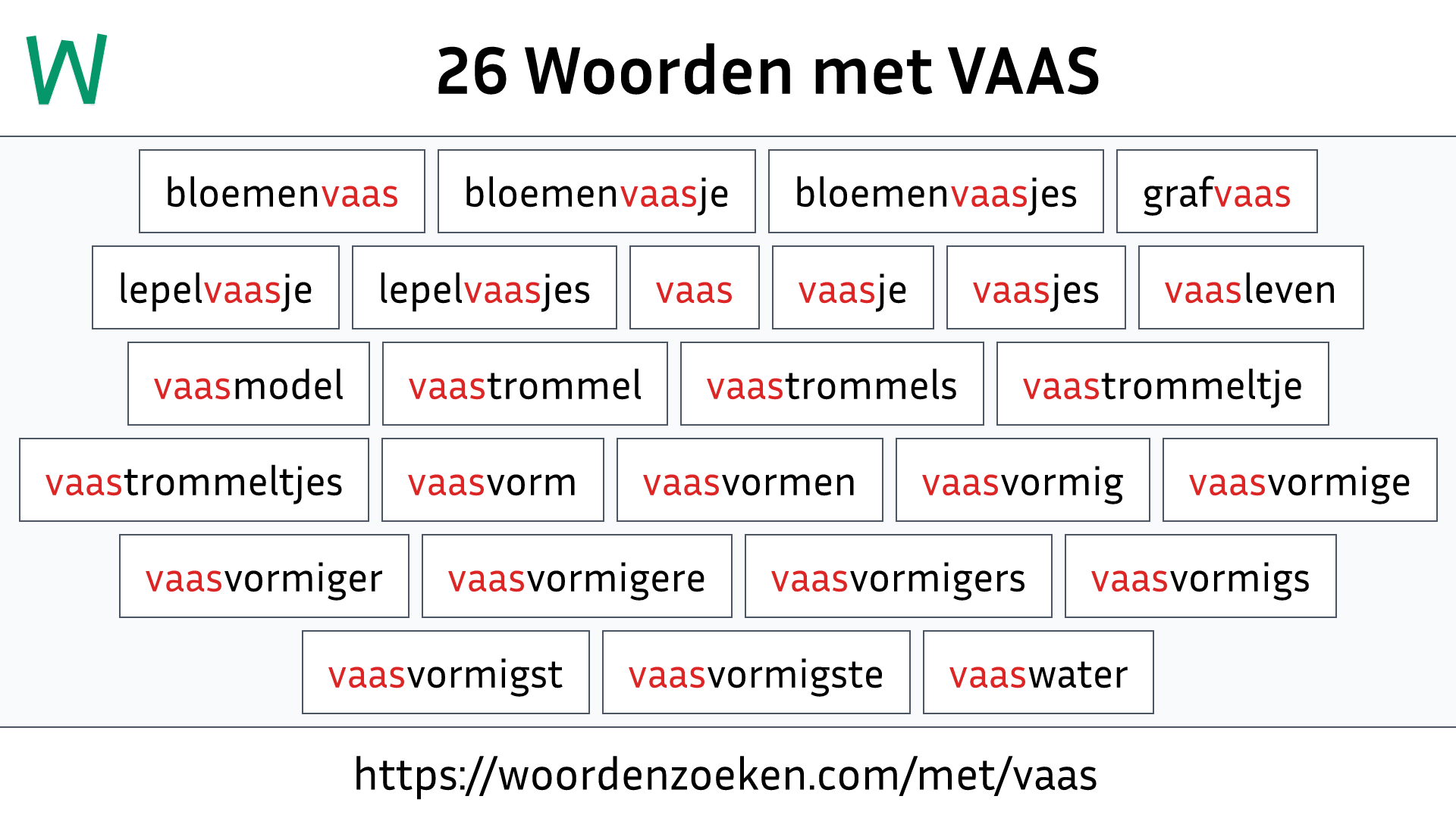 Woorden met VAAS