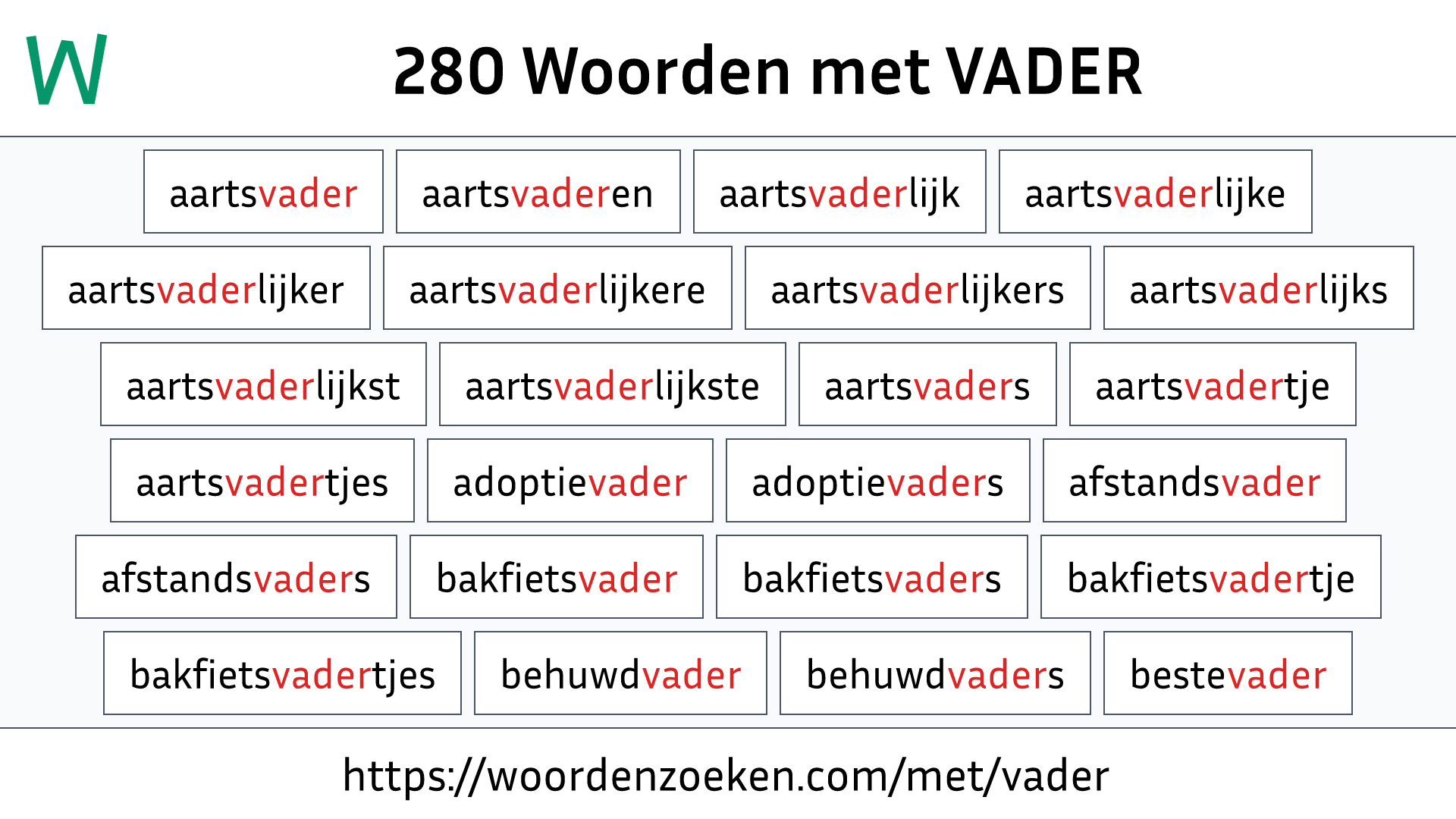 Woorden met VADER