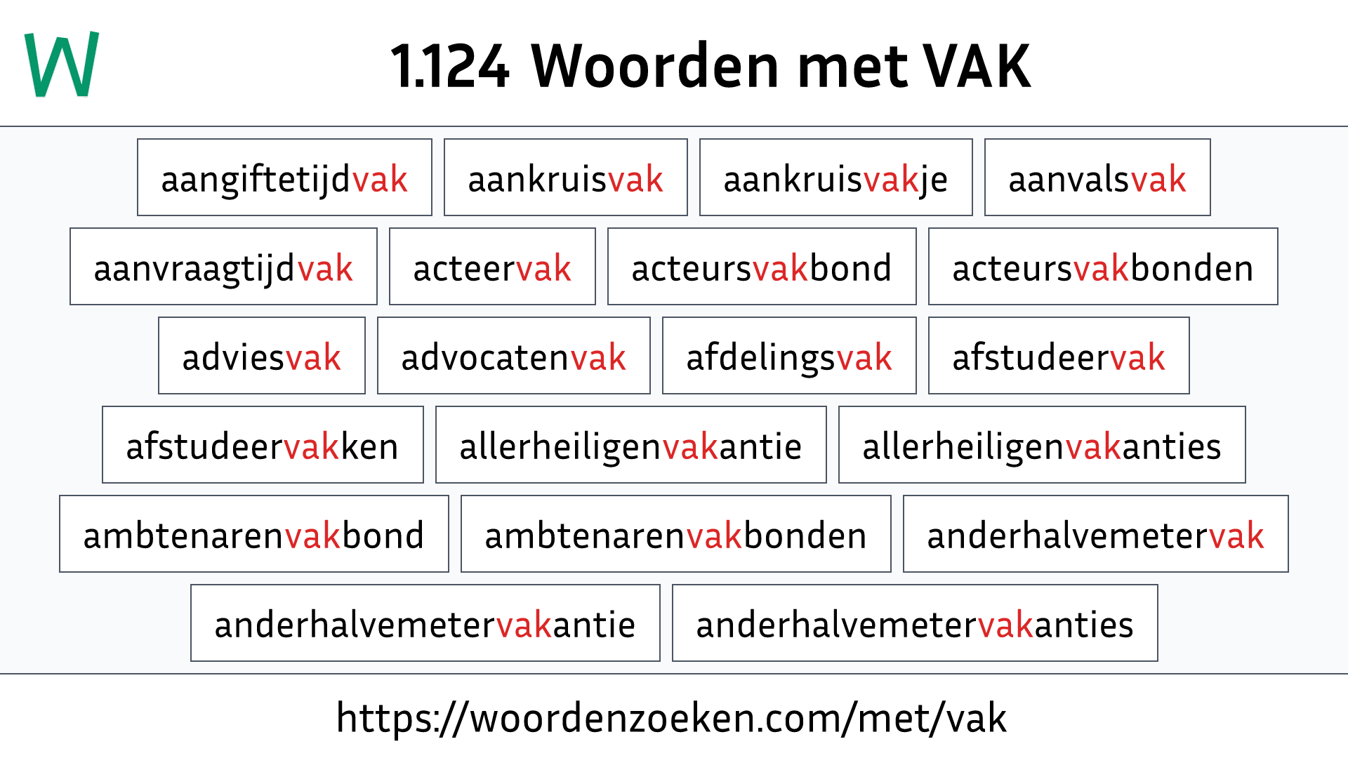 Woorden met VAK