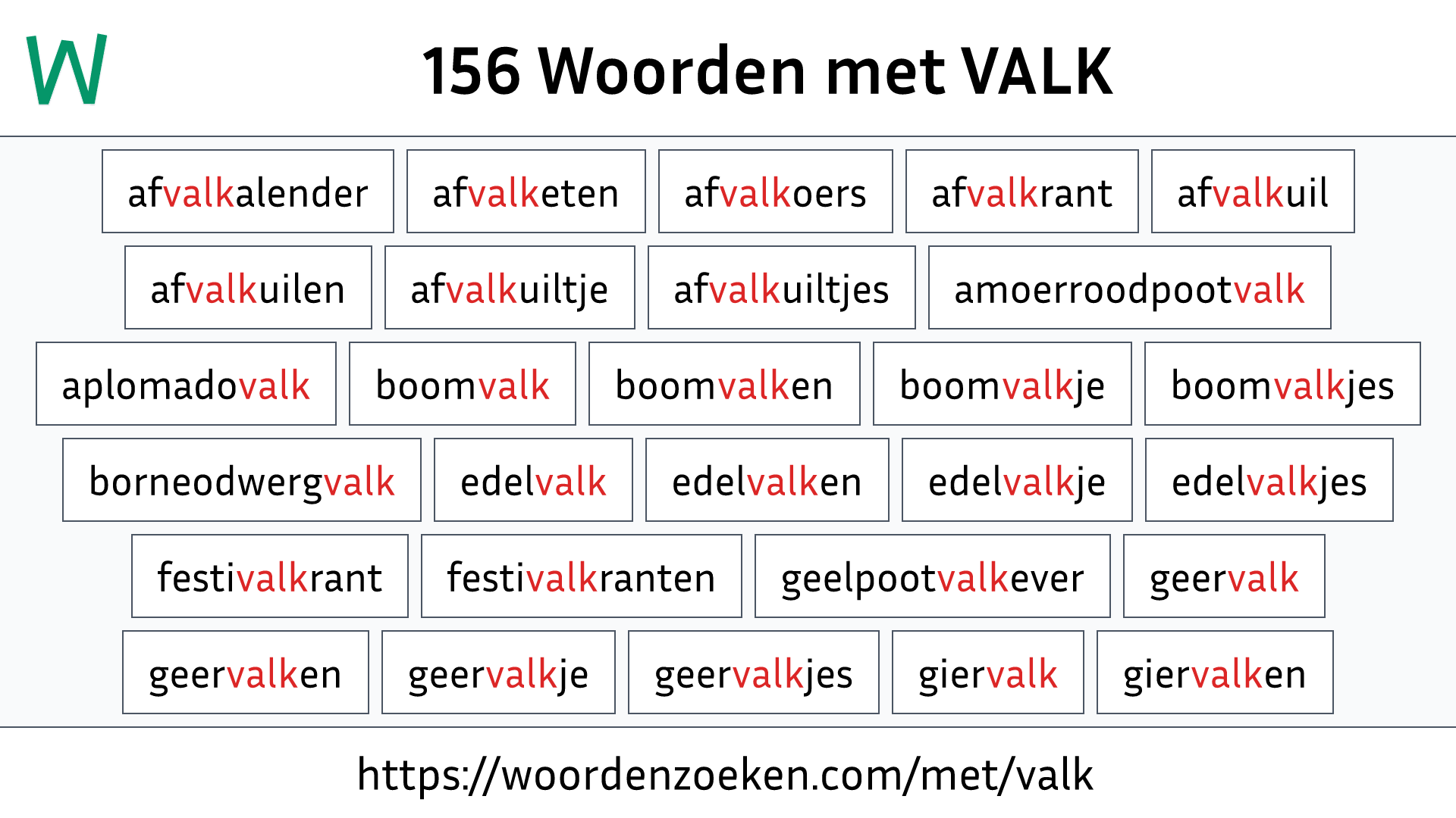 Woorden met VALK