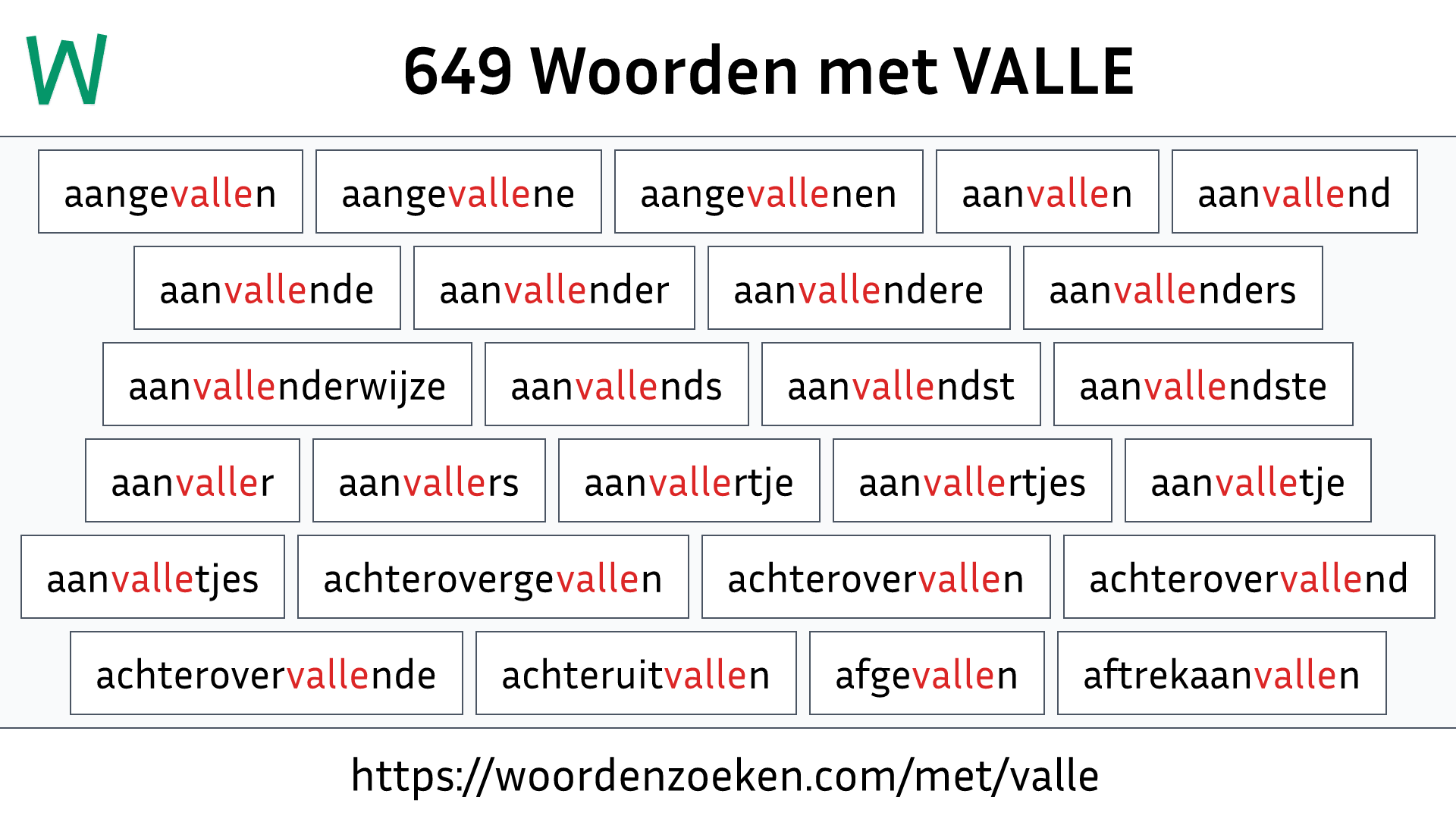 Woorden met VALLE