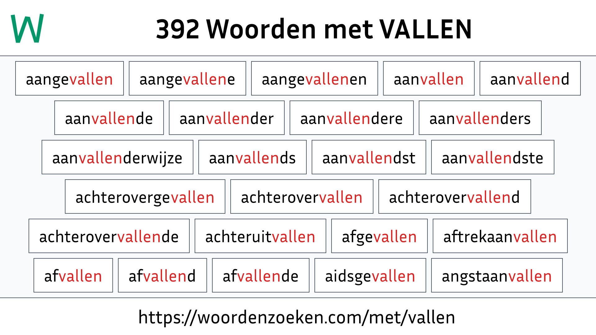 Woorden met VALLEN