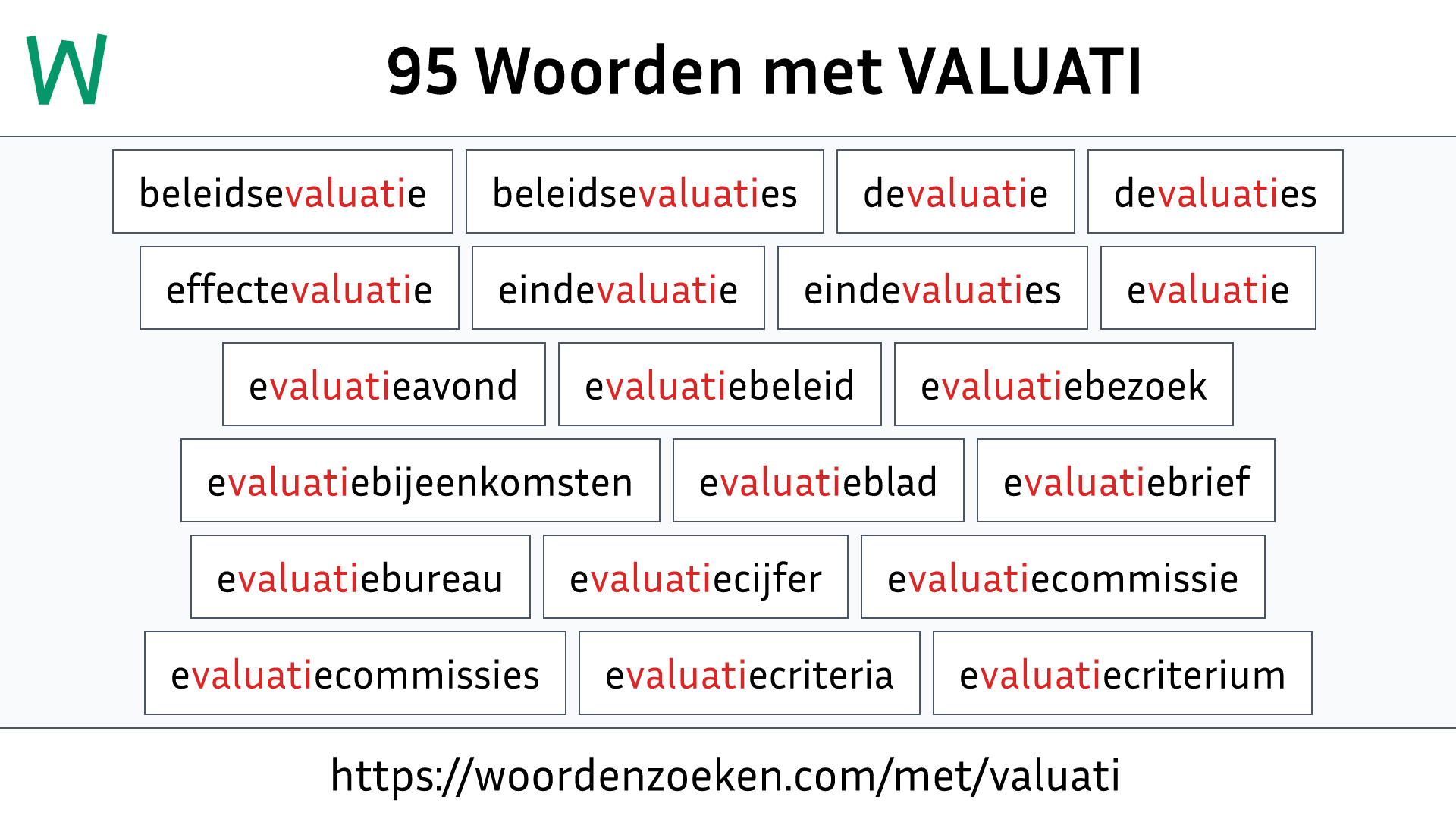 Woorden met VALUATI