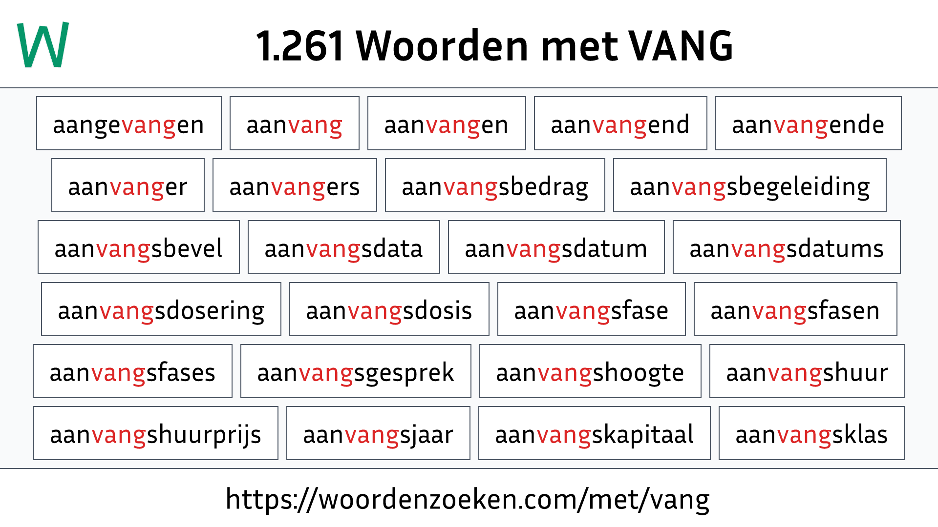 Woorden met VANG