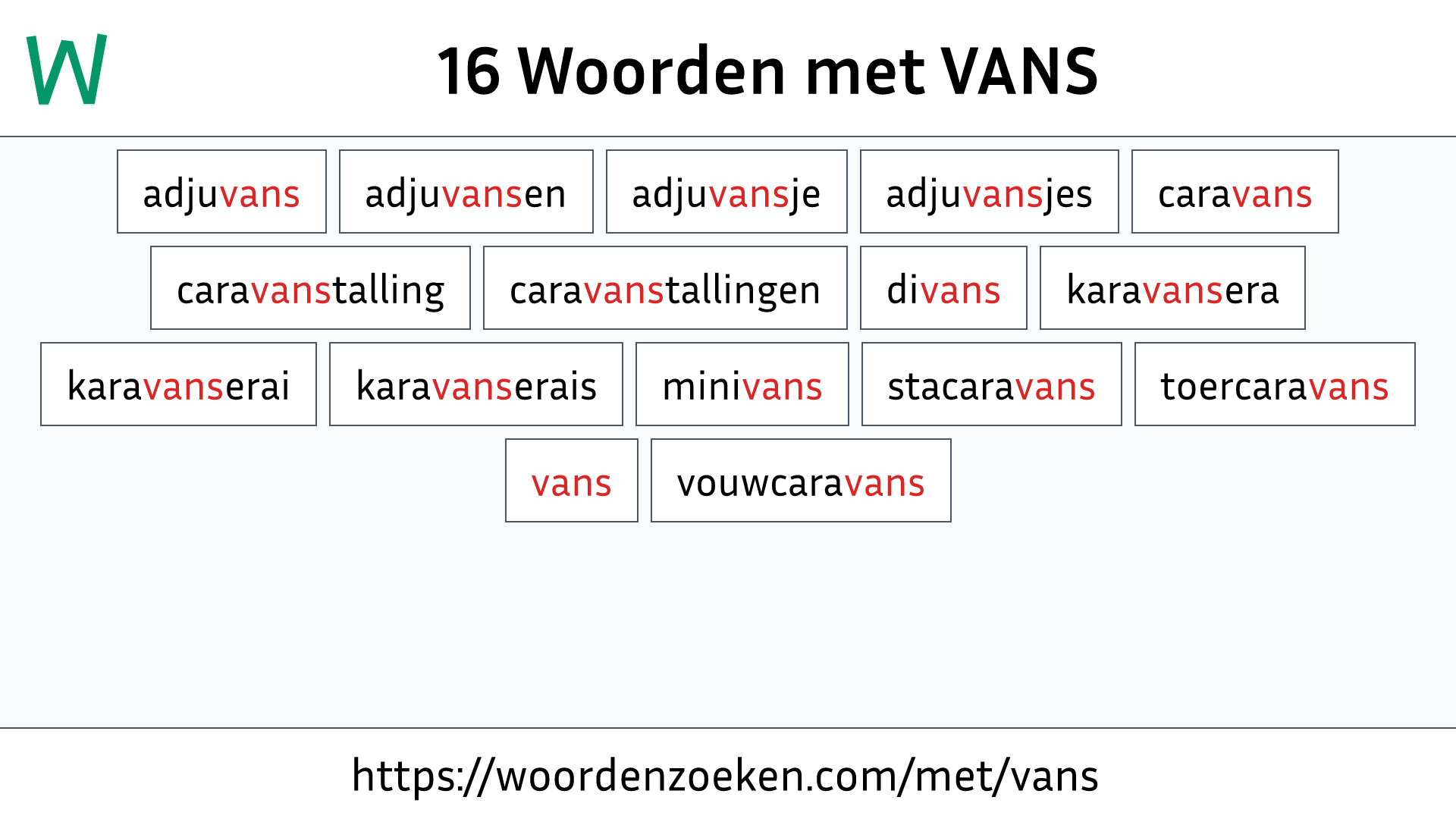 Woorden met VANS