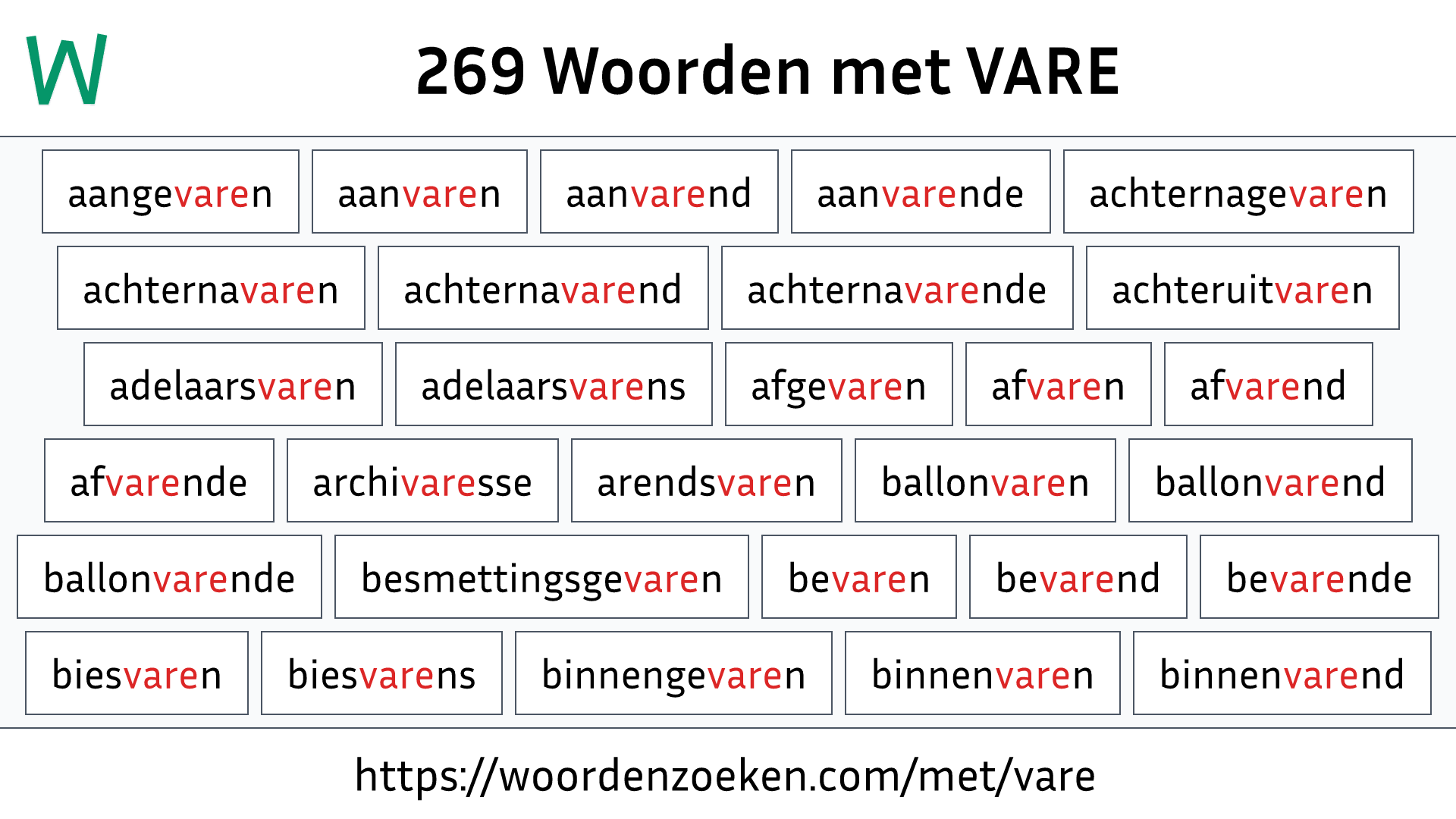 Woorden met VARE