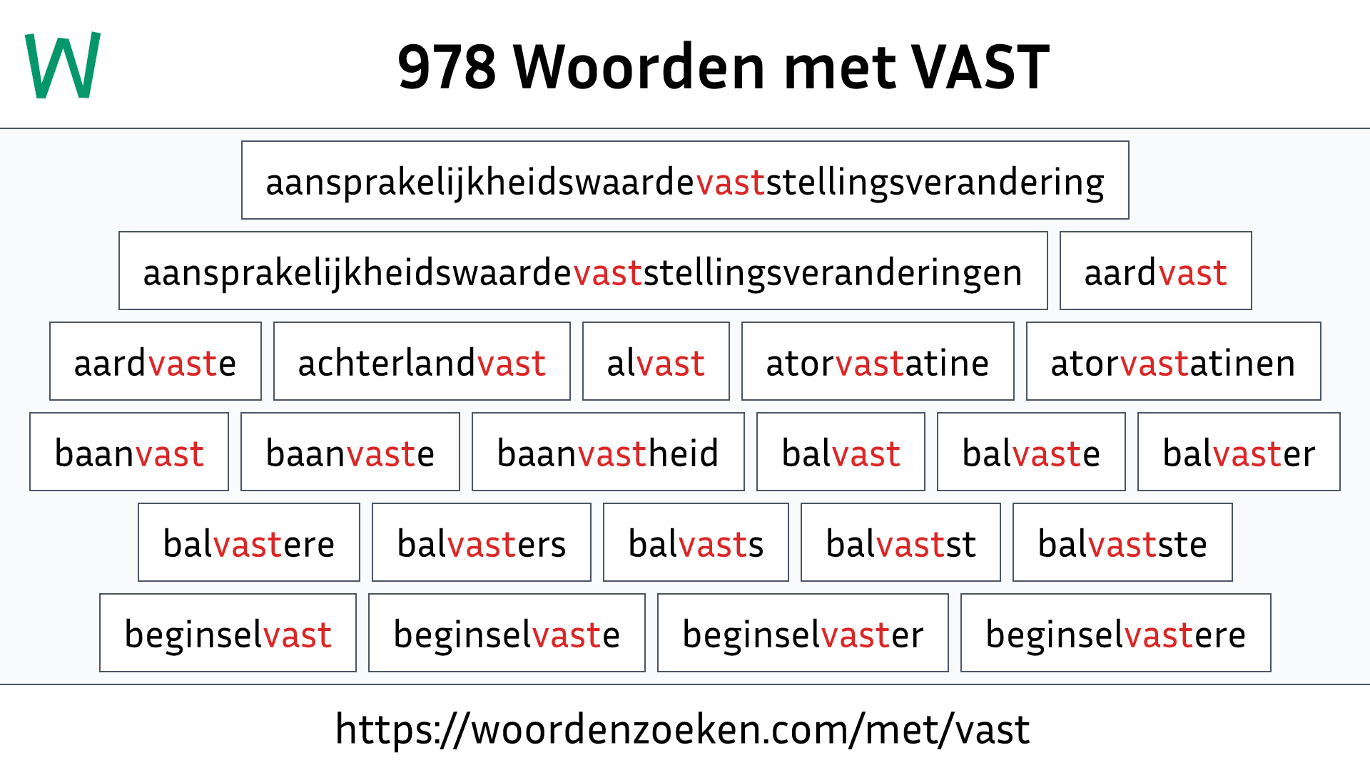 Woorden met VAST