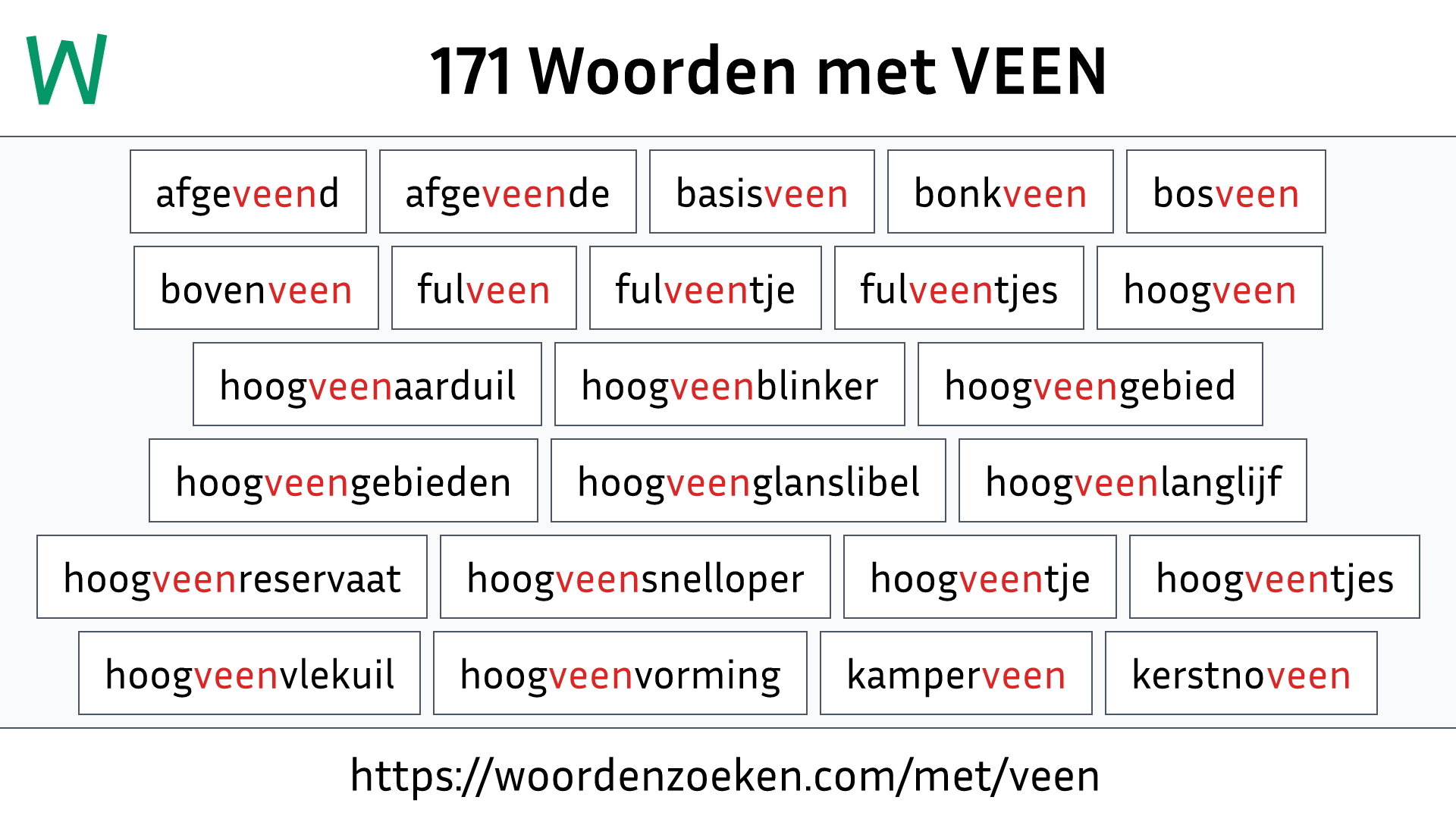 Woorden met VEEN