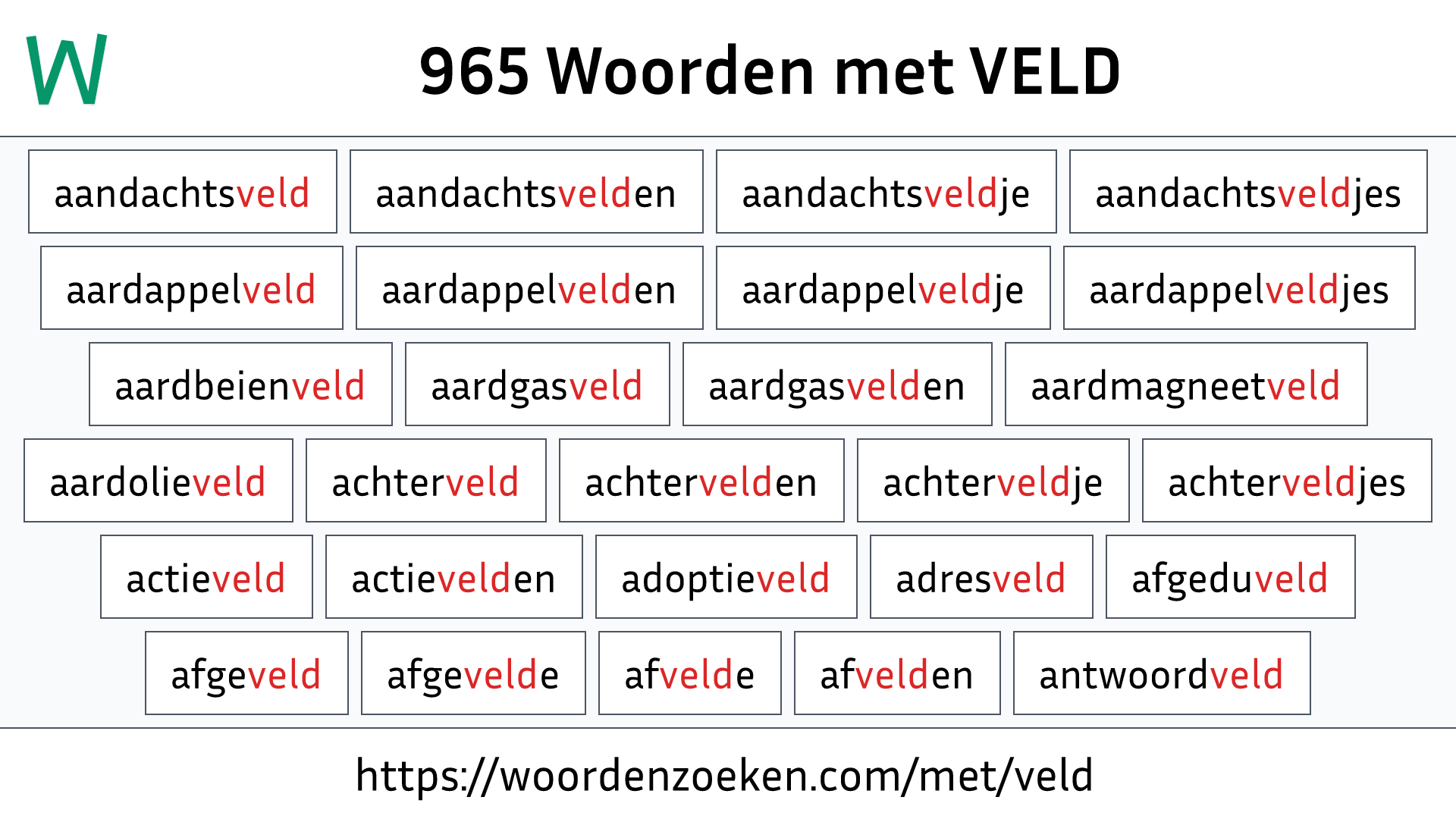 Woorden met VELD