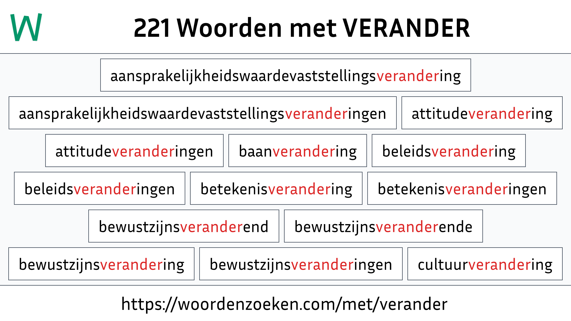 Woorden met VERANDER