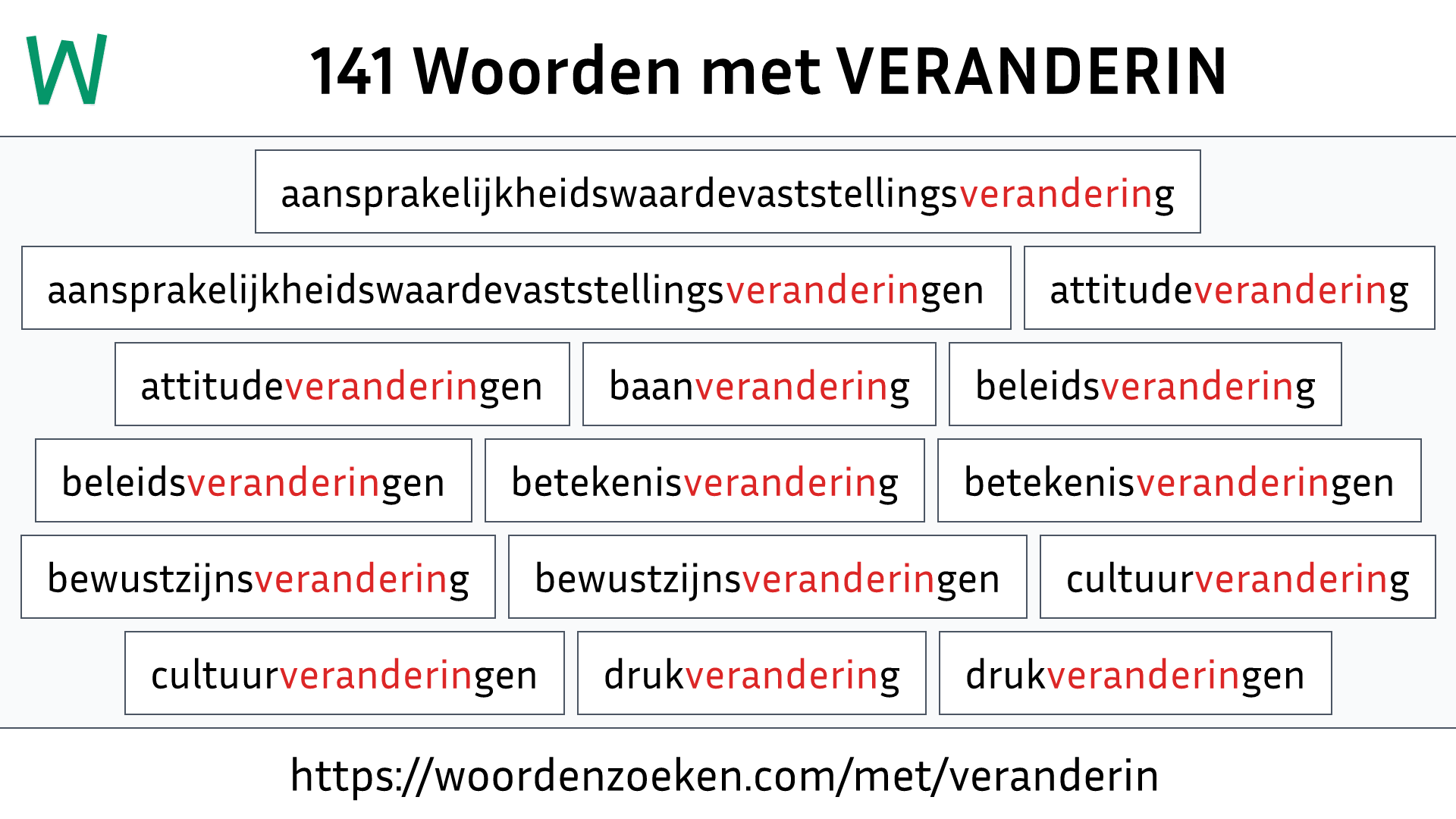 Woorden met VERANDERIN