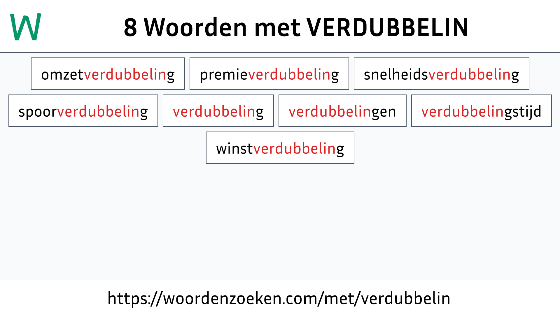 Woorden met VERDUBBELIN