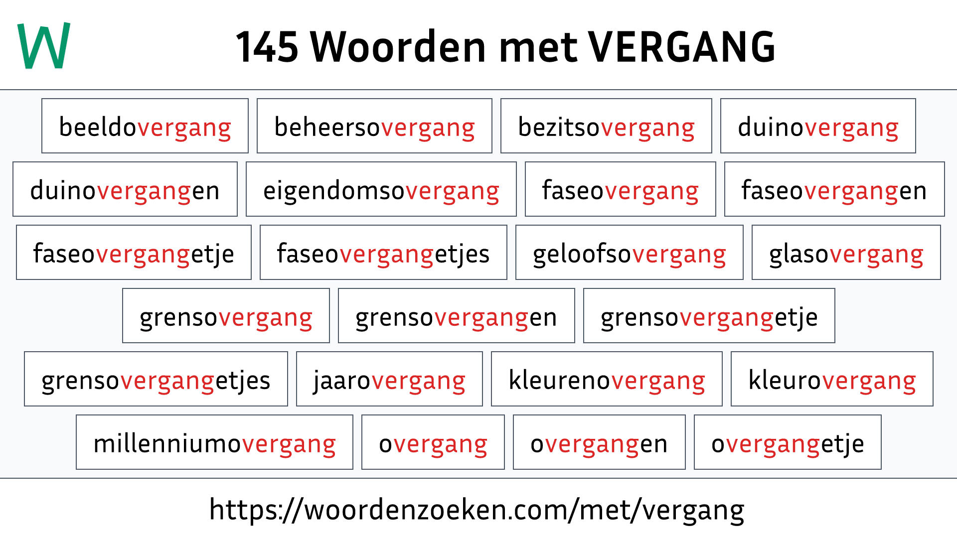 Woorden met VERGANG