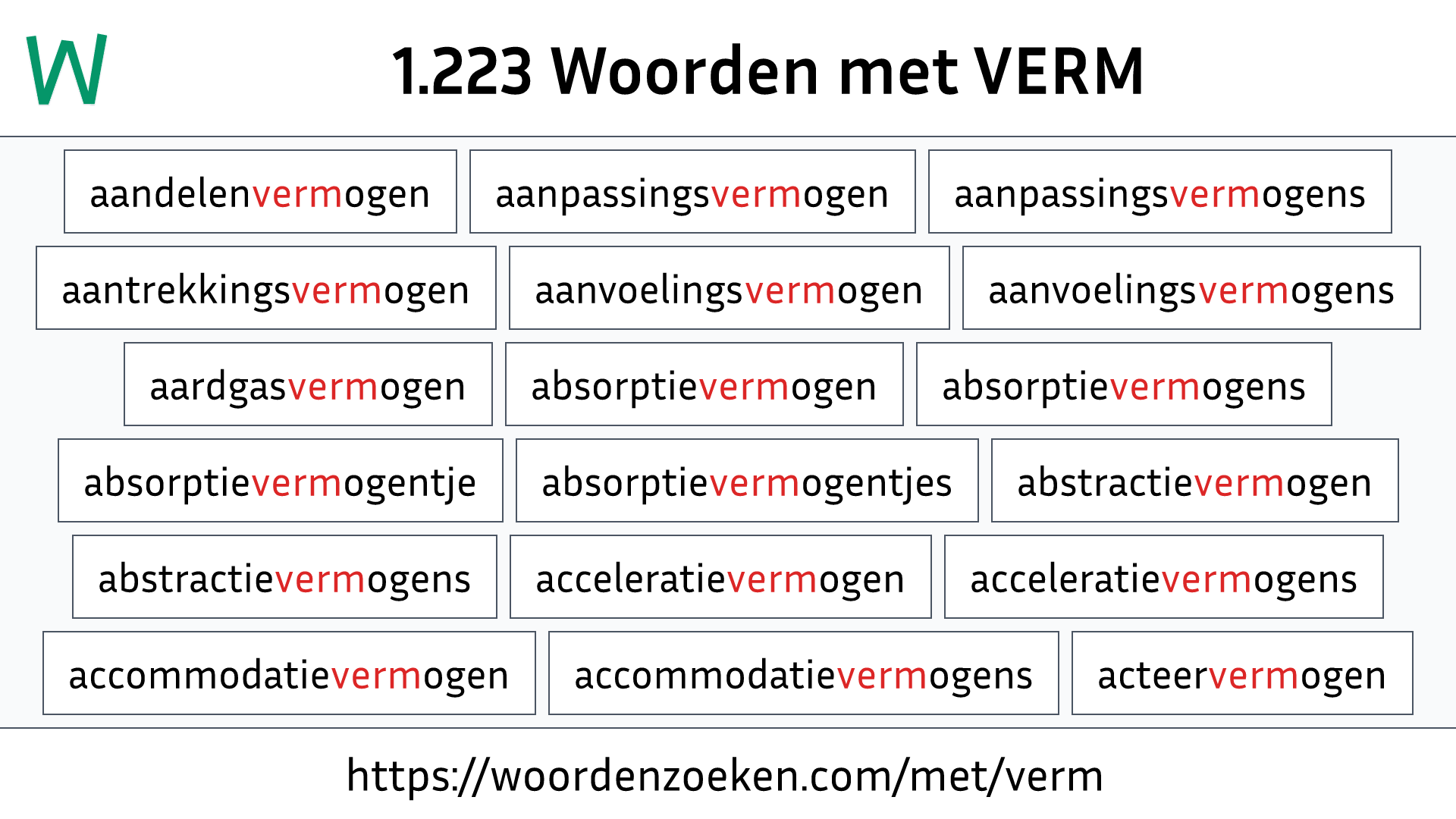 Woorden met VERM