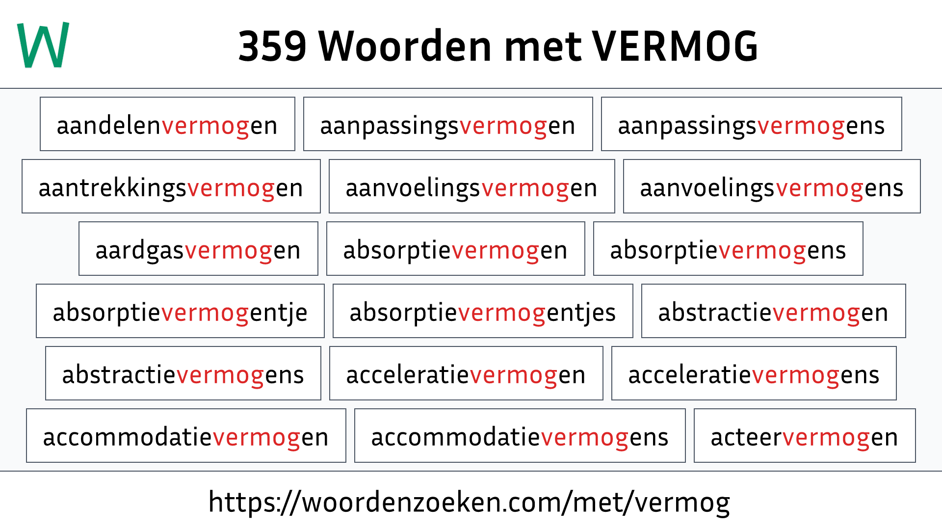 Woorden met VERMOG