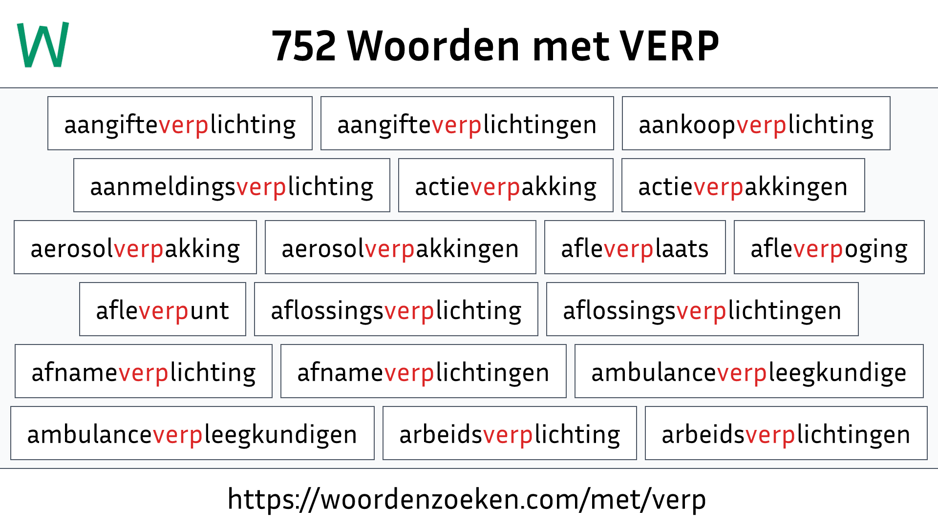 Woorden met VERP