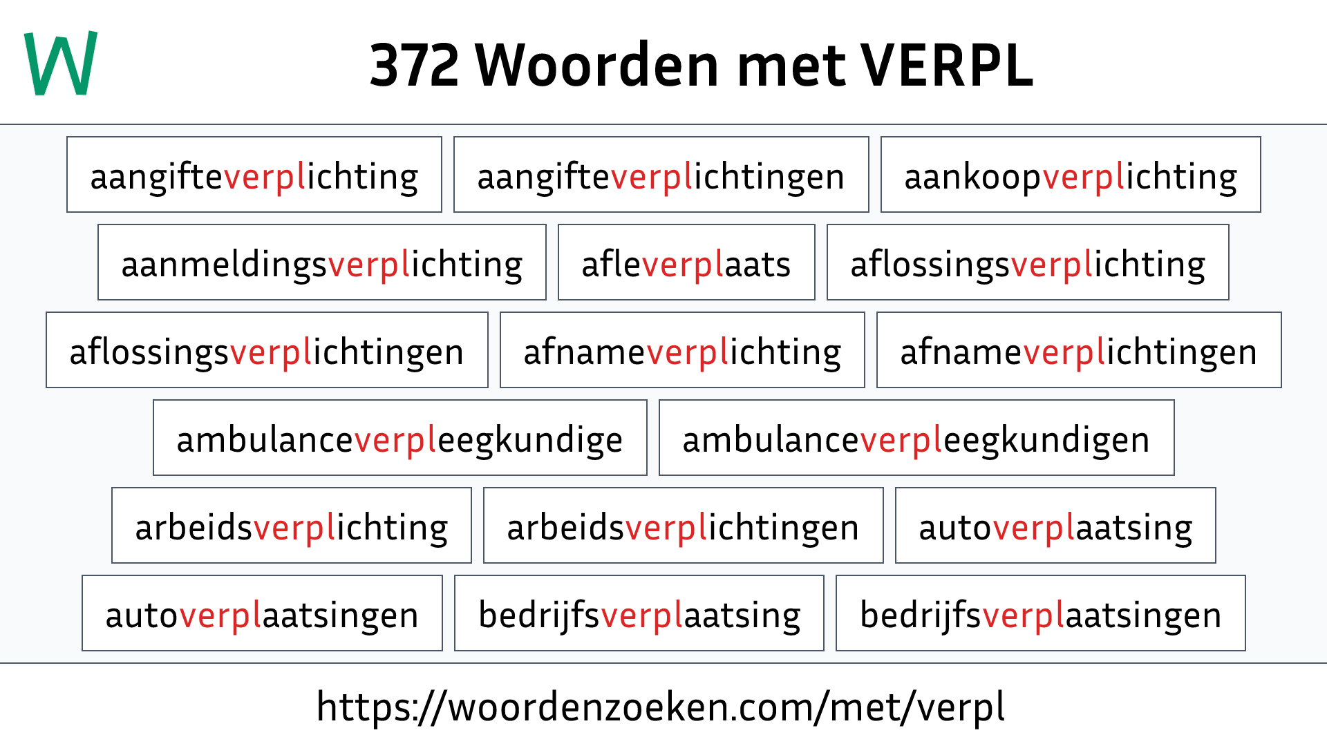 Woorden met VERPL