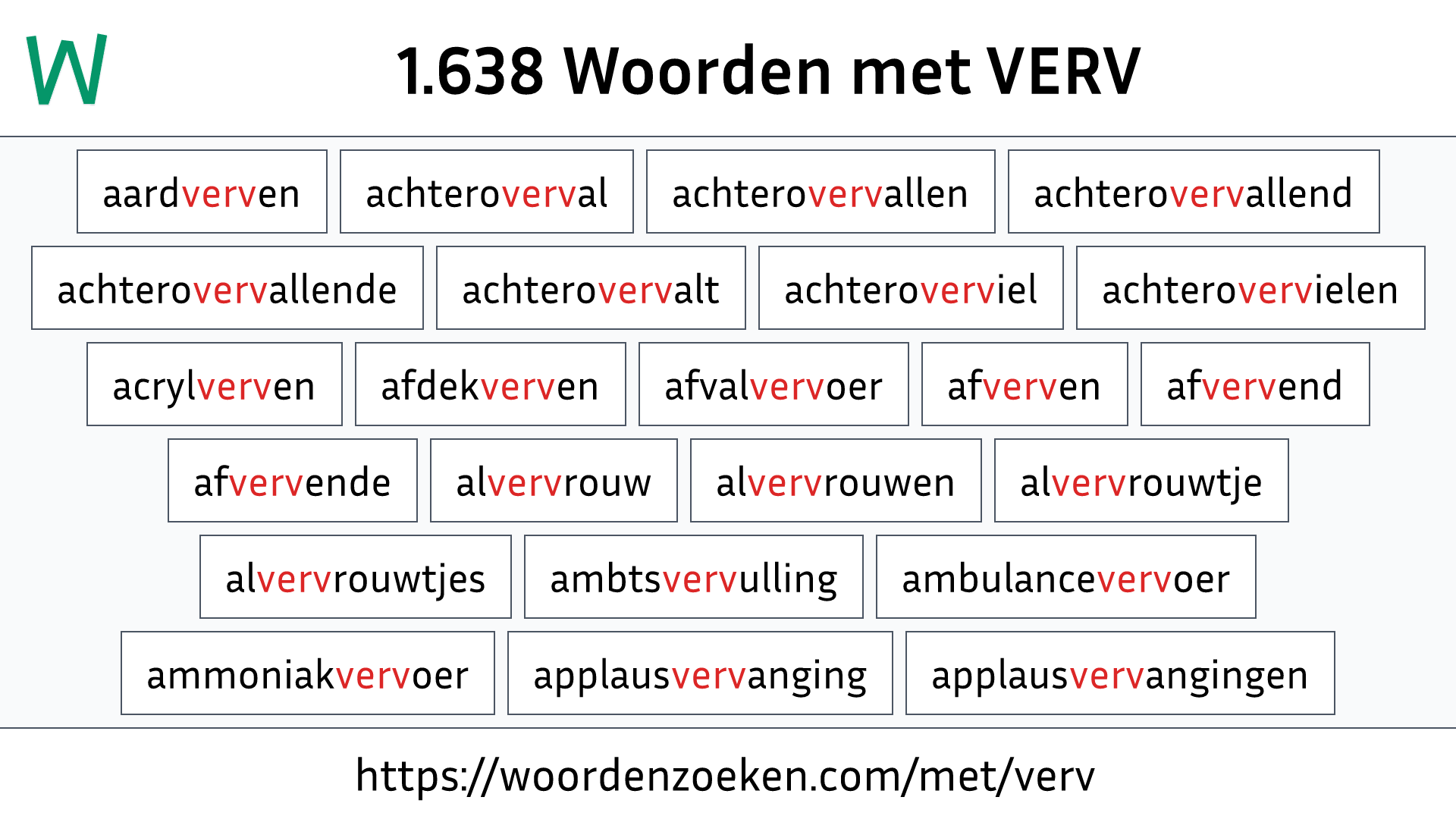 Woorden met VERV