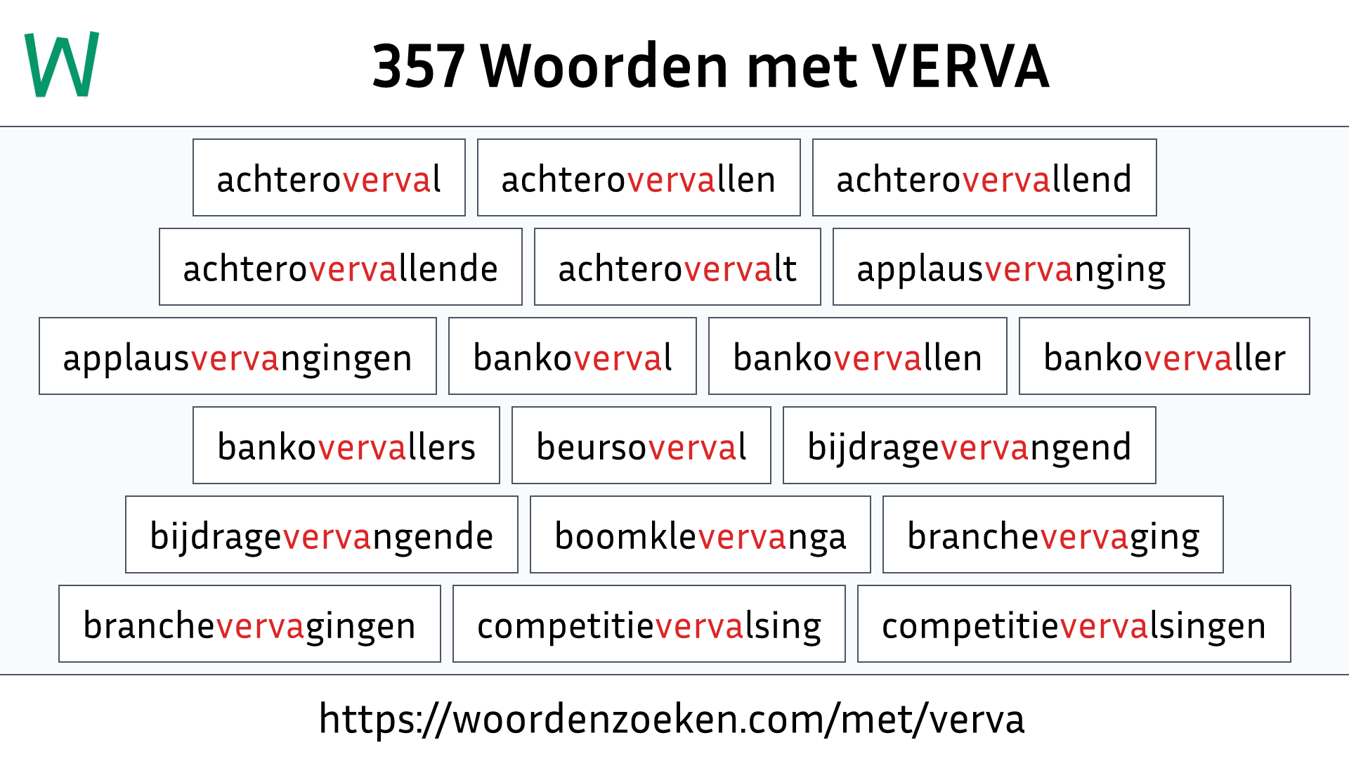 Woorden met VERVA