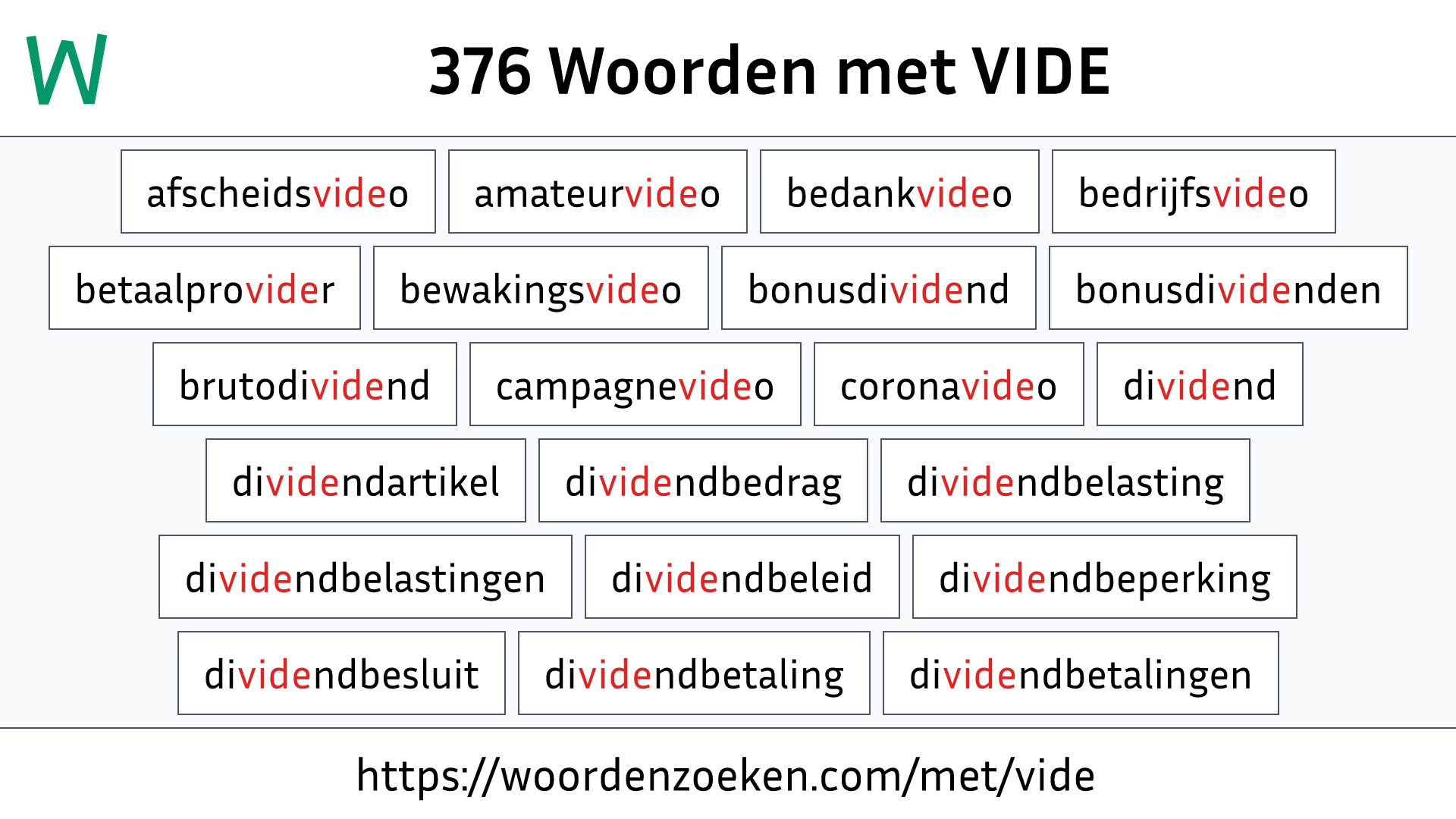 Woorden met VIDE